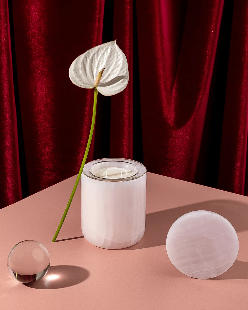 LUXURIATE MARBLE CANDLE HOLDER - PINK ONYX