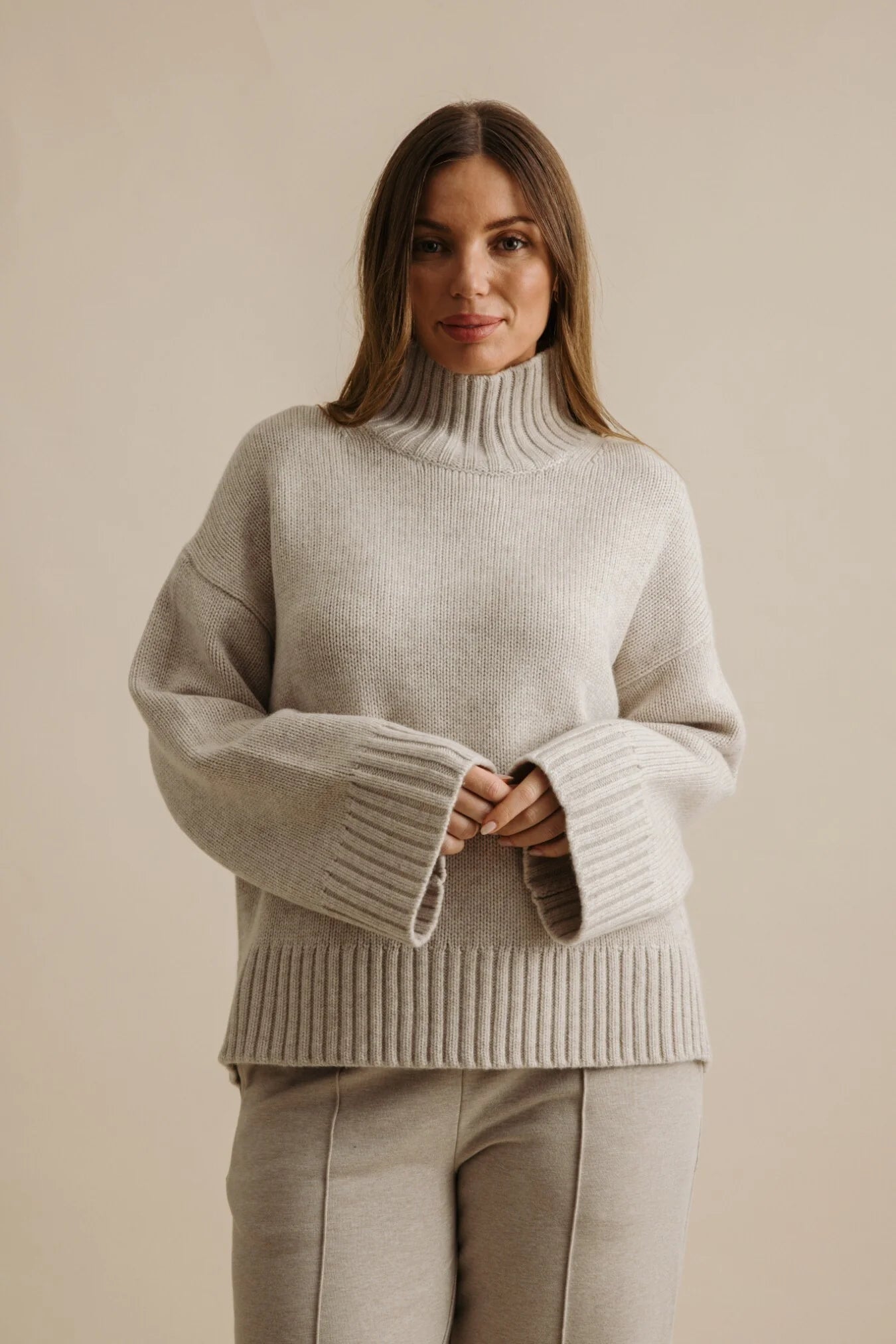TALAMAYA ELEVATE MOCK MERINO CASHMERE PULLOVER BUCKWHEAT