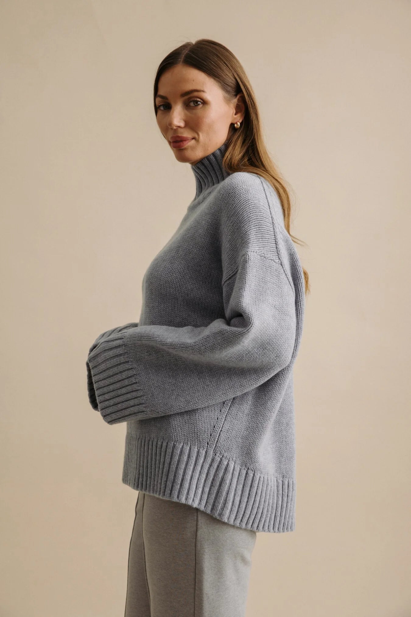 TALAMAYA ELEVATE MOCK MERINO CASHMERE PULLOVER OCEAN