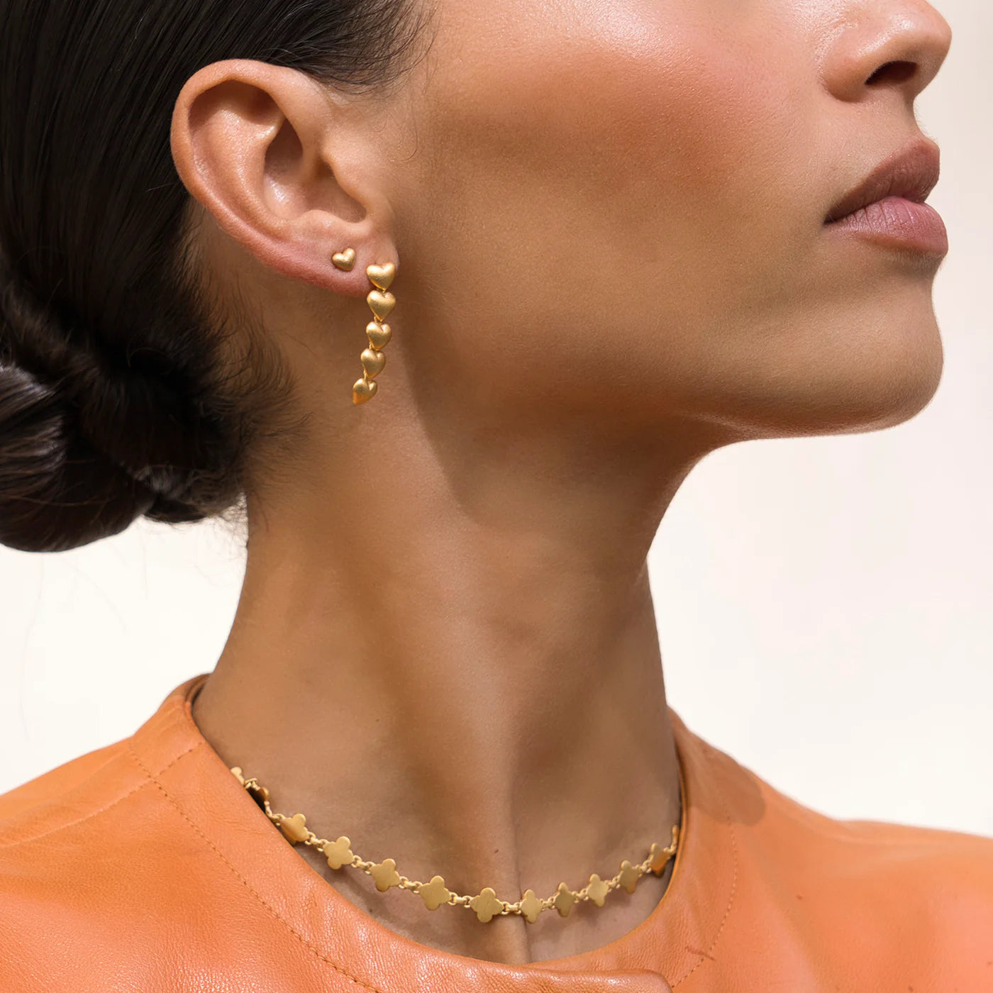 FAIRLEY GOLDEN HEART EARRINGS