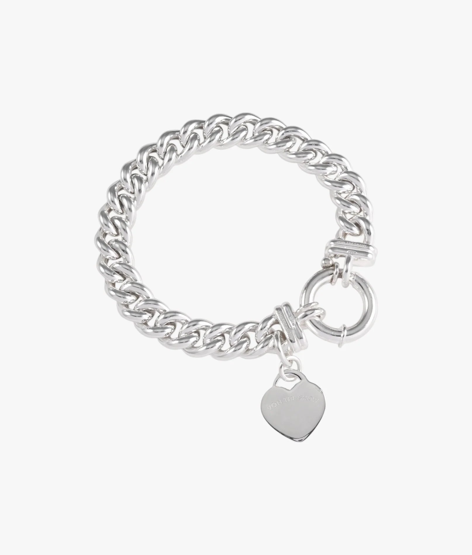VON TRESKOW SMALL MAMA BOLT BRACELET WITH FLAT HEART SILVER