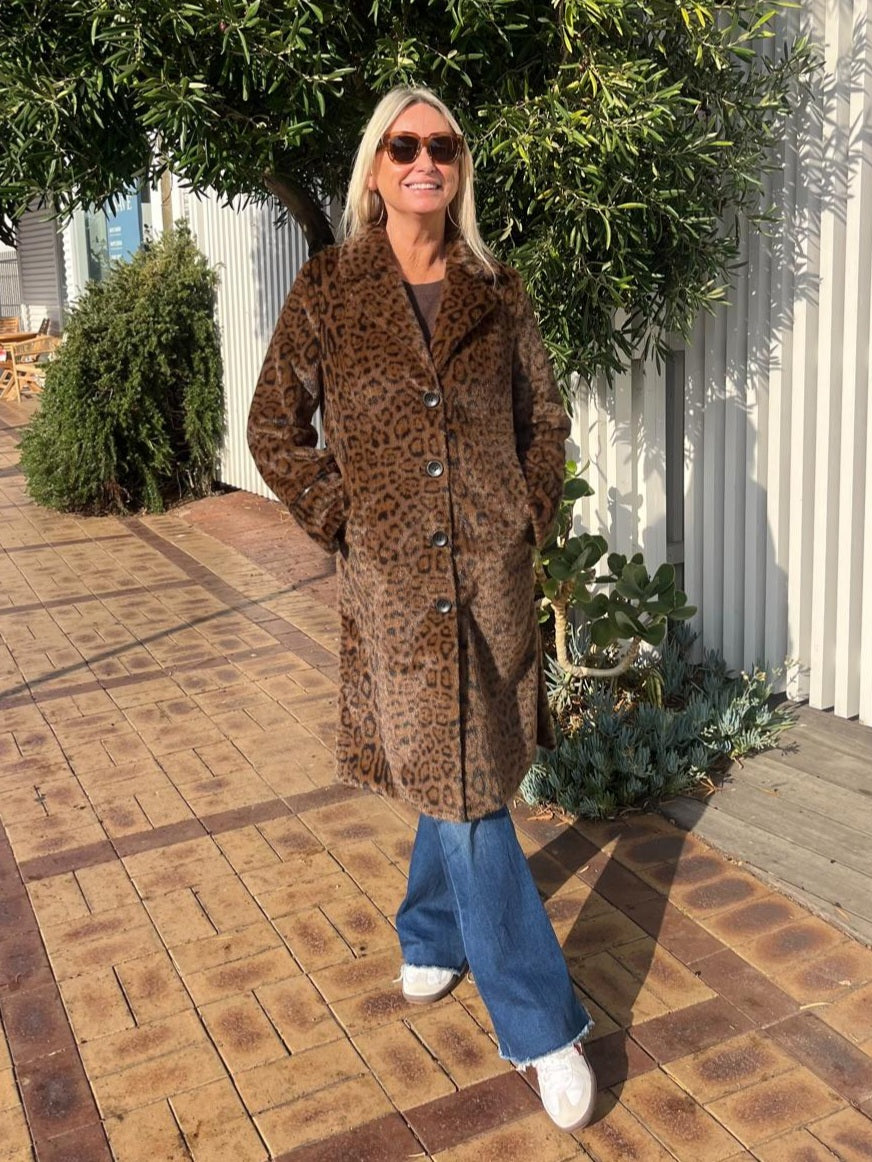 INDIJO BLONDIE COAT LEOPARD