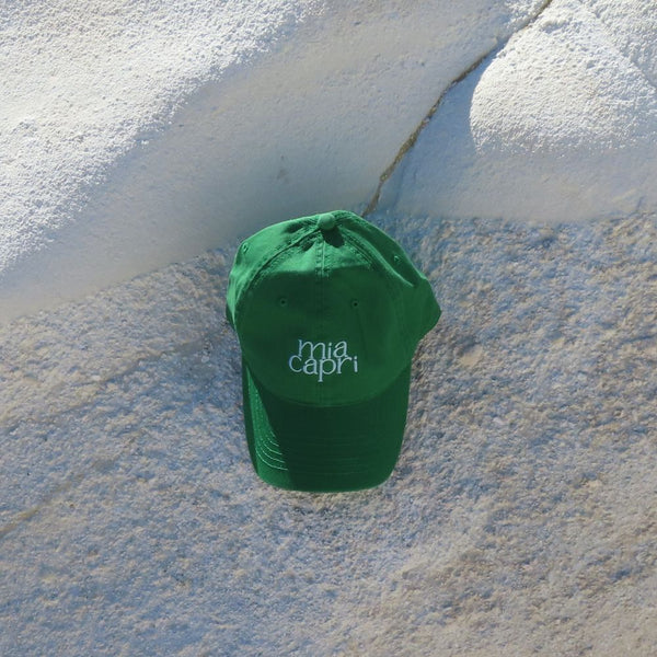 MIA CAPRI EMBROIDERED CAP GREEN