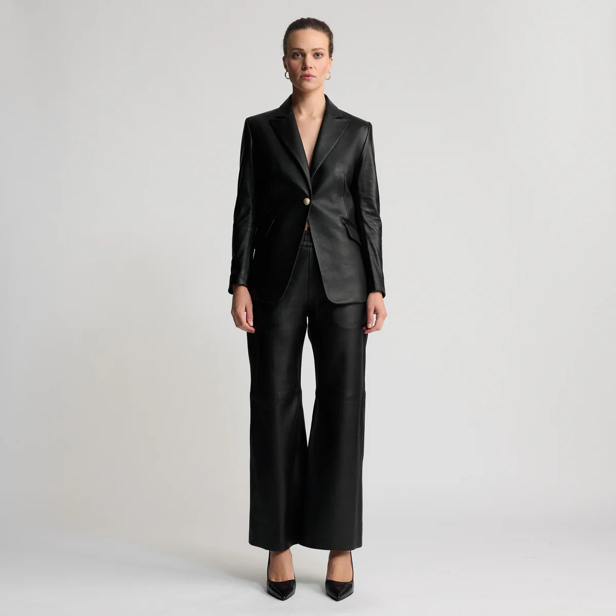 RAW by RAW CHICAGO WIDE LEG LEATHER PANT - JET