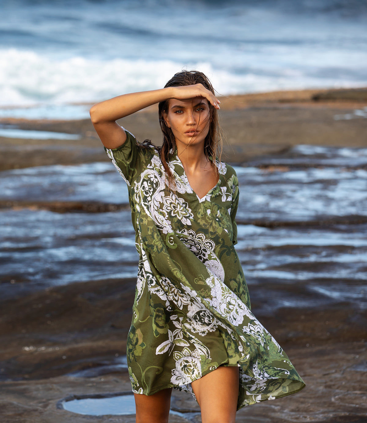 ONESEASON MIDDY GRACE KHAKI SWIRL