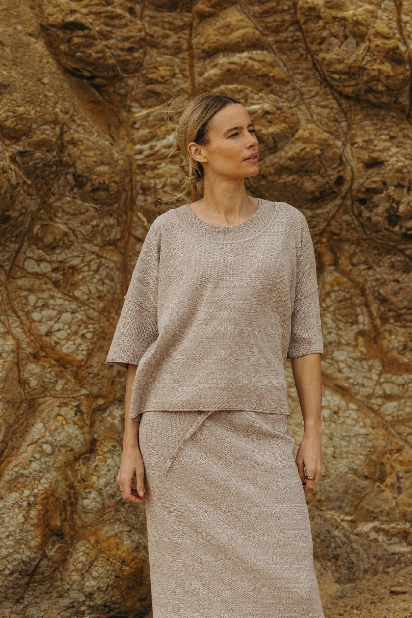 TALAMAYA RETREAT COTTON TWIST TEE PULLOVER SUNSET