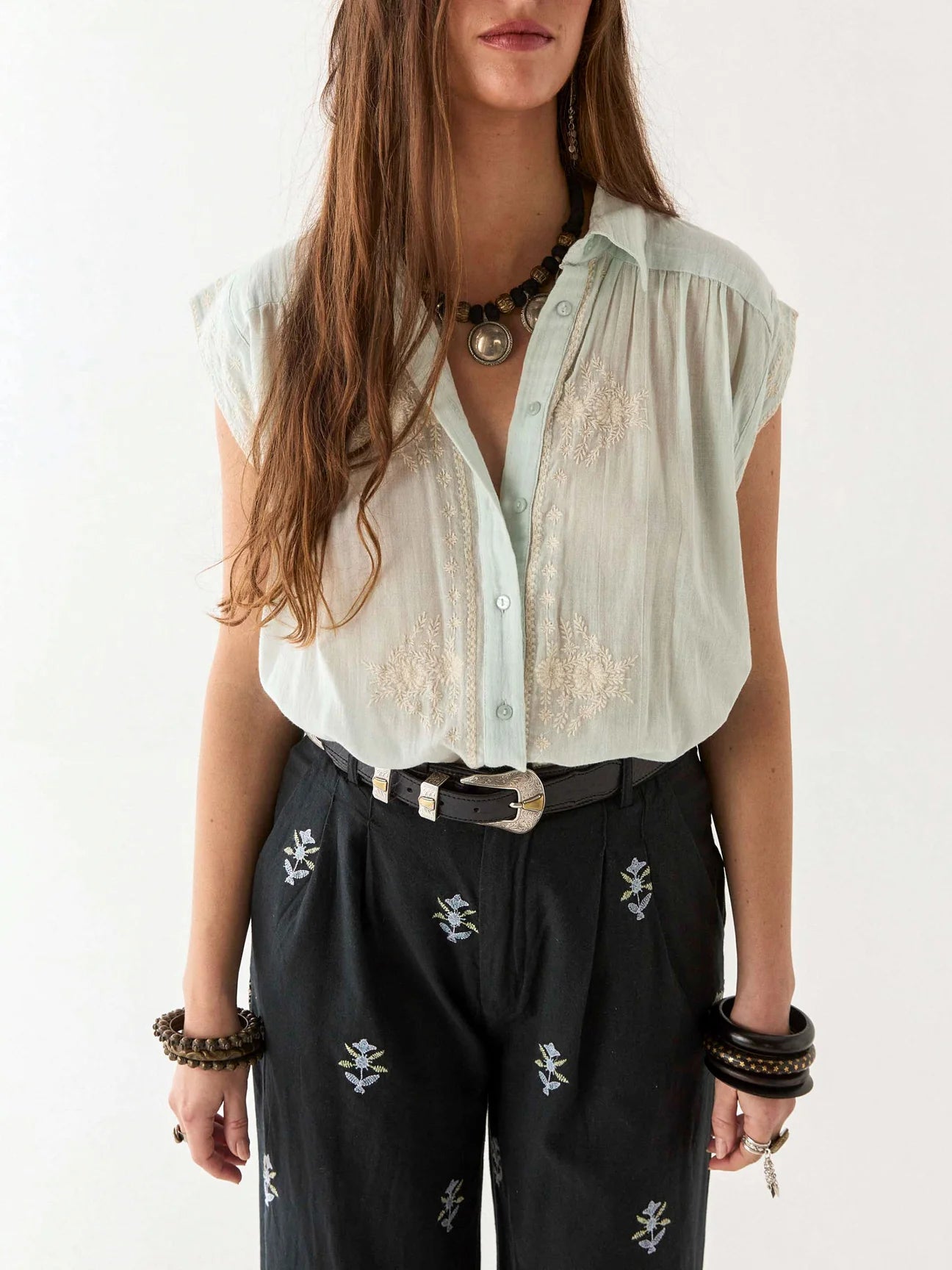 MAISON HOTEL MAFALDA BLOUSE DAISY AZZURO