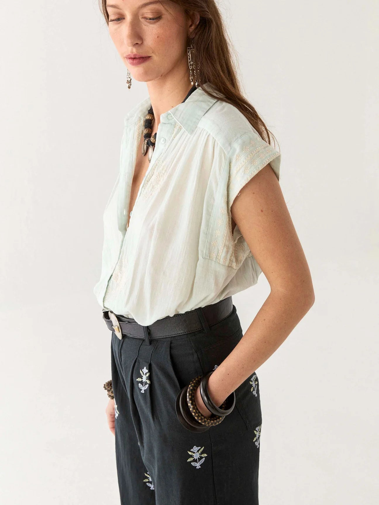 MAISON HOTEL MAFALDA BLOUSE DAISY AZZURO