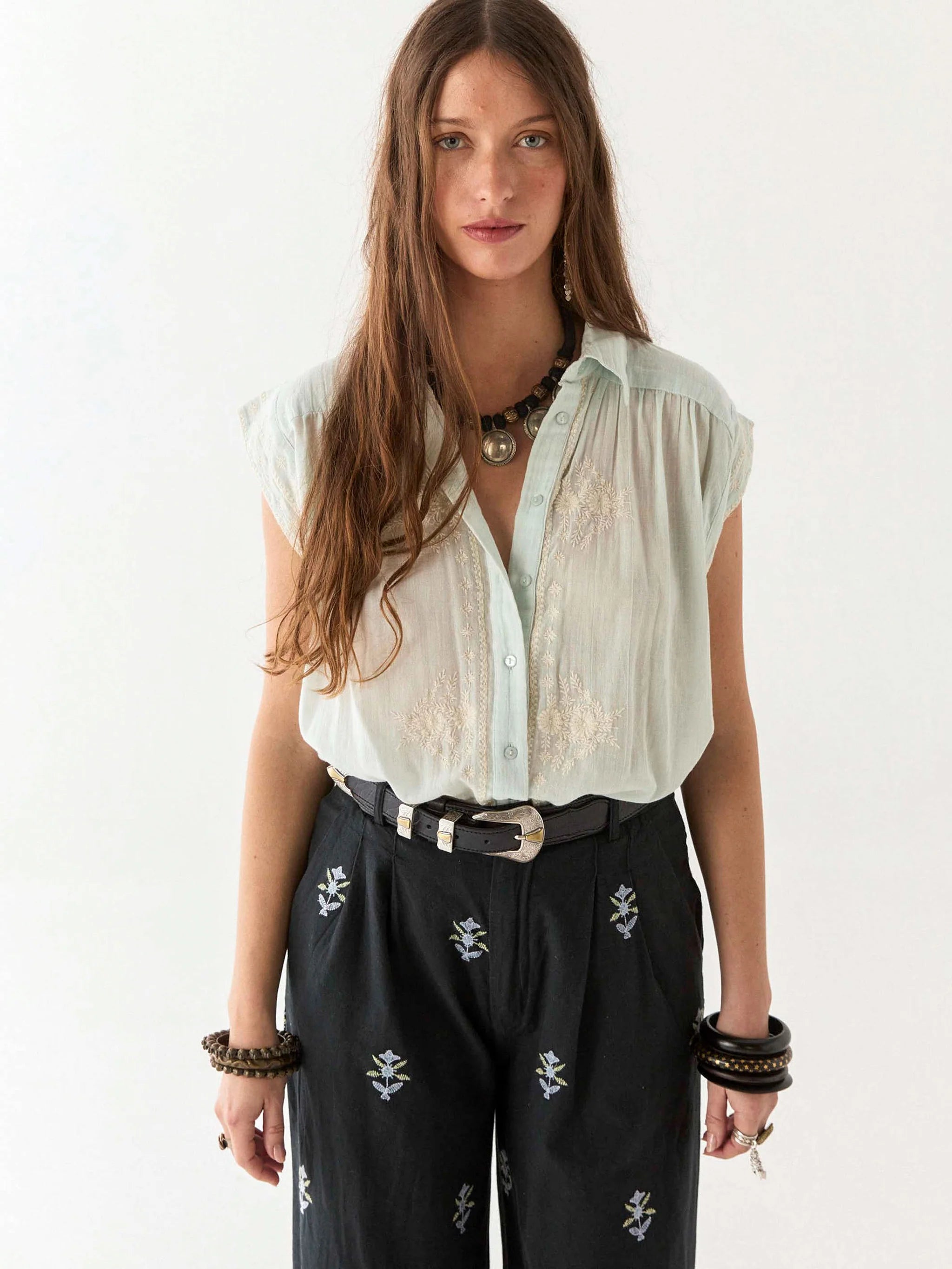 MAISON HOTEL MAFALDA BLOUSE DAISY AZZURO