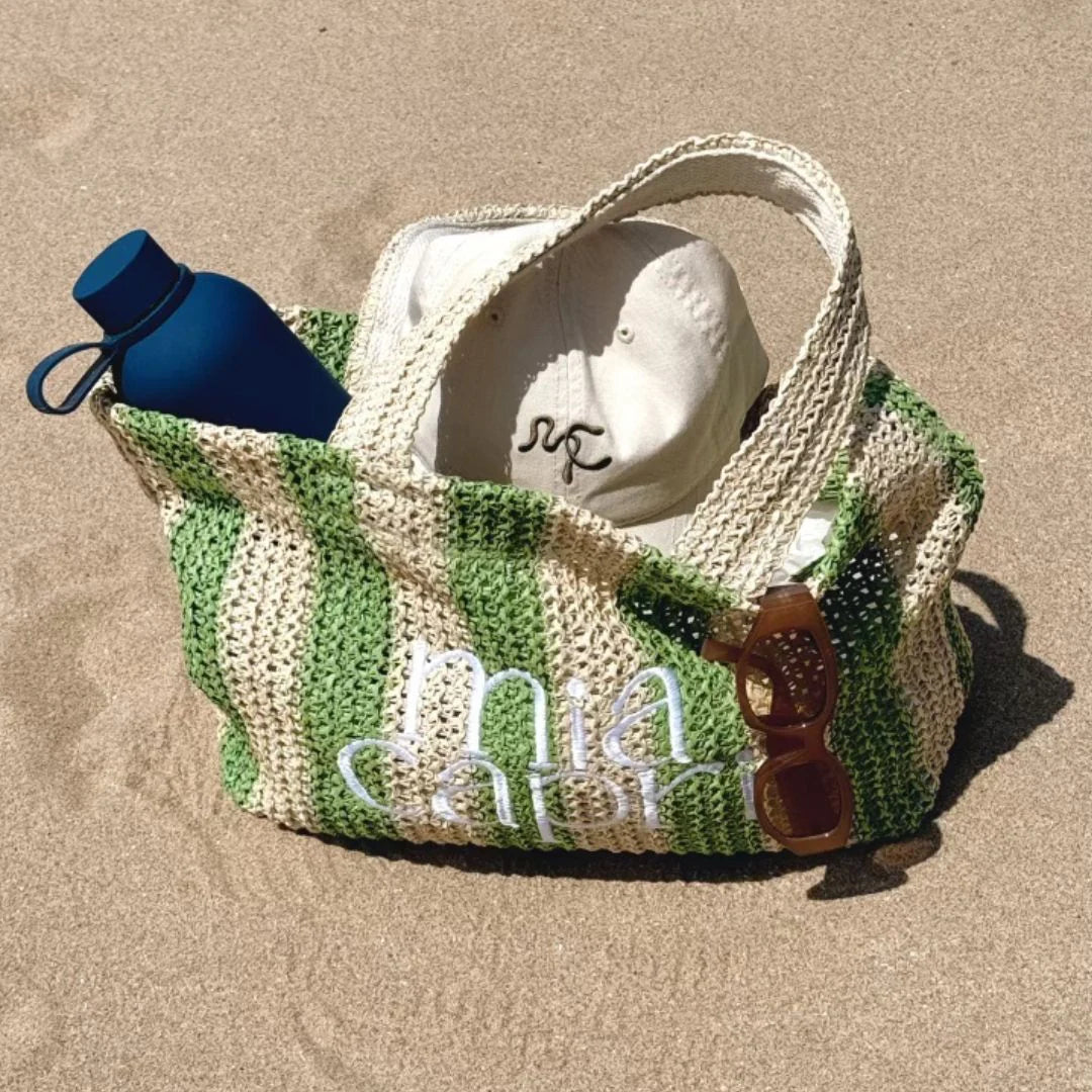 MIA CAPRI EMBROIDERED CAP OFF WHITE/GREEN