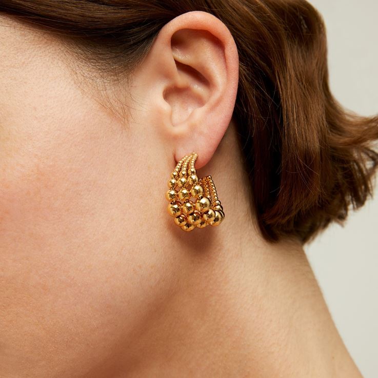 GAS BIJOUX MULTIPERLA HOOP EARRINGS MINI GOLD