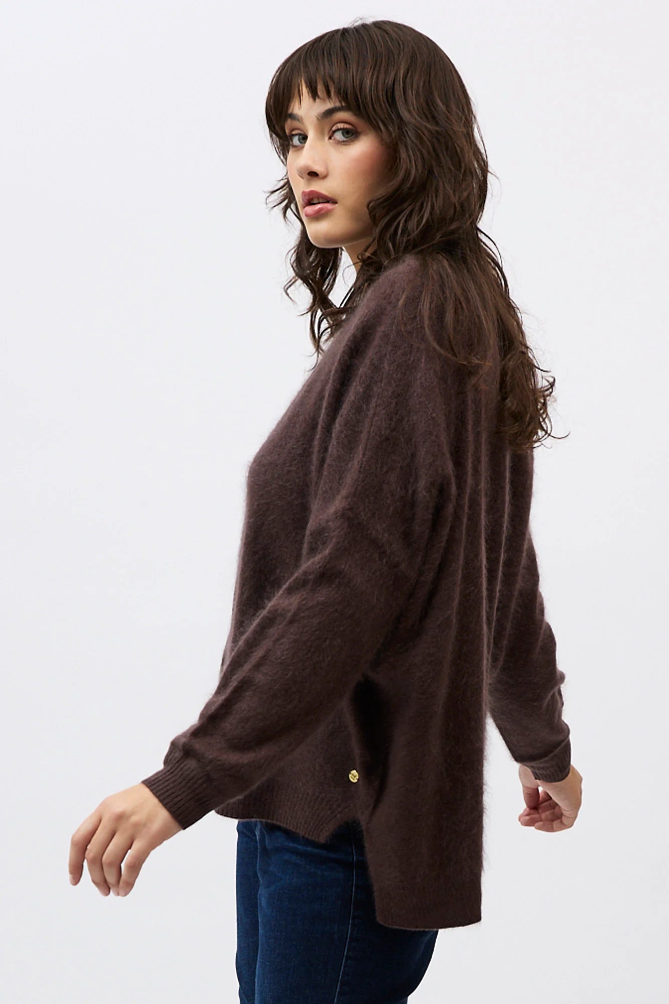 MIA FRATINO MACY CARDI DARK CHOCOLATE