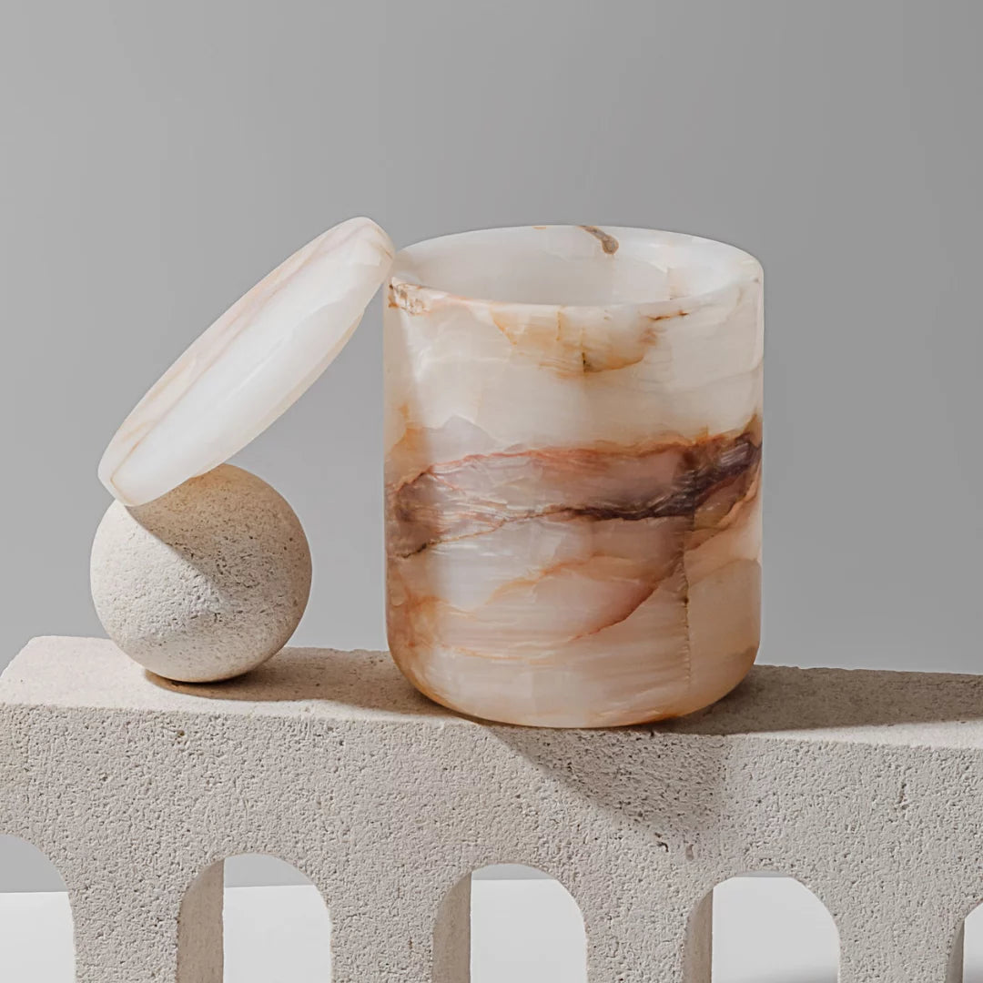LUXURIATE MARBLE CANDLE HOLDER - NATURAL ONYX