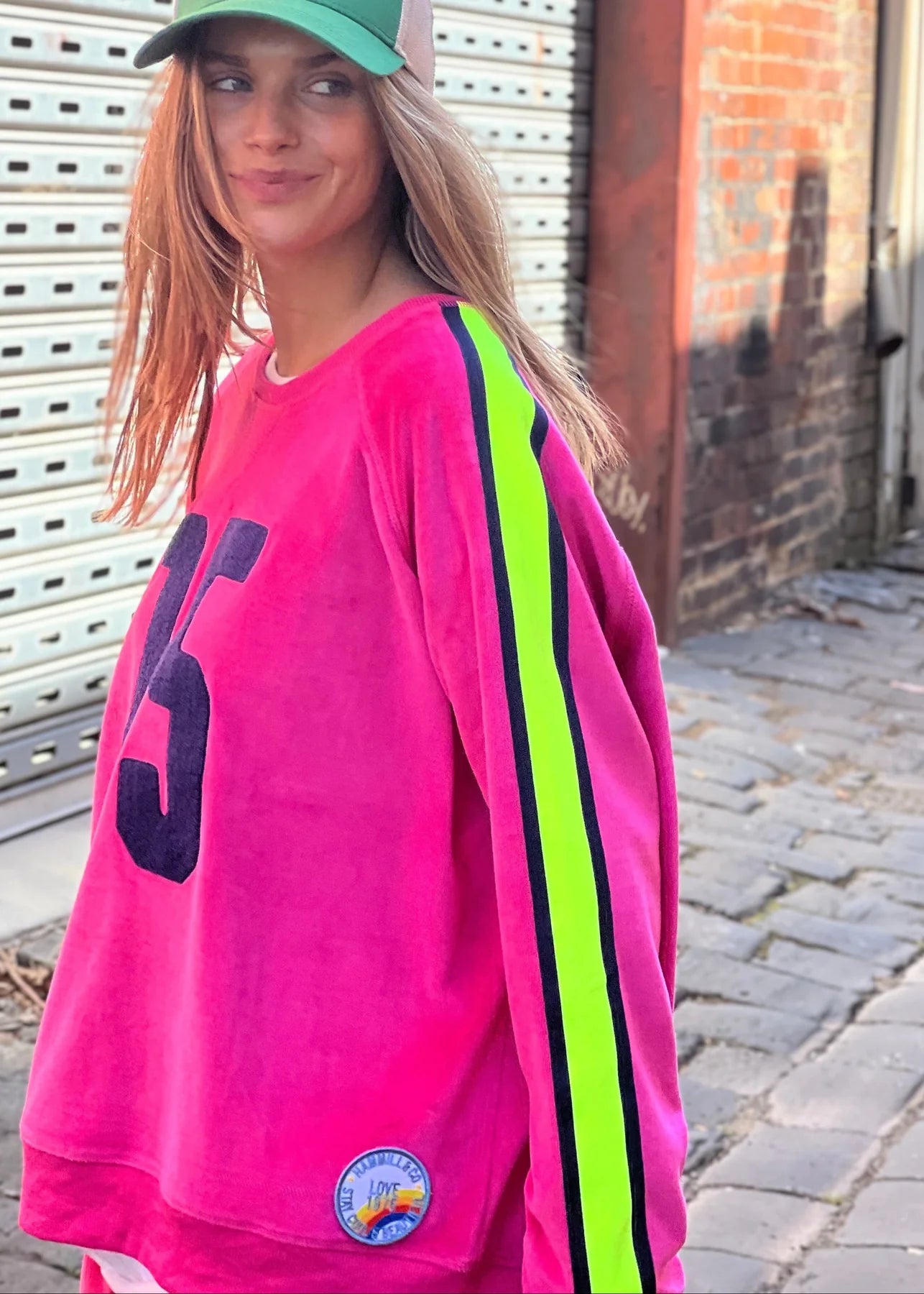 HAMMILL AND CO RETRO 75 VELOUR SWEAT PINK