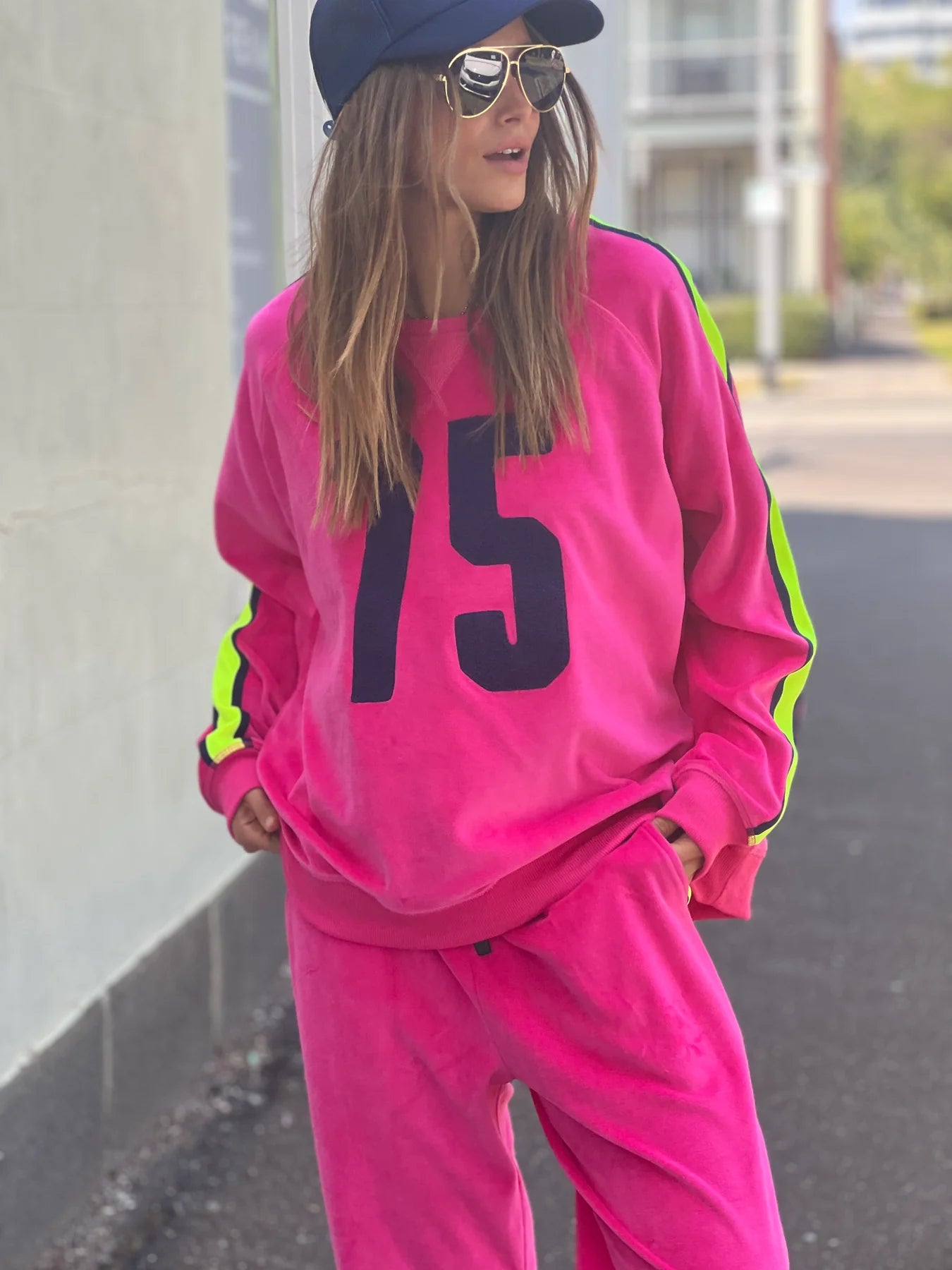 HAMMILL AND CO RETRO 75 VELOUR SWEAT PINK