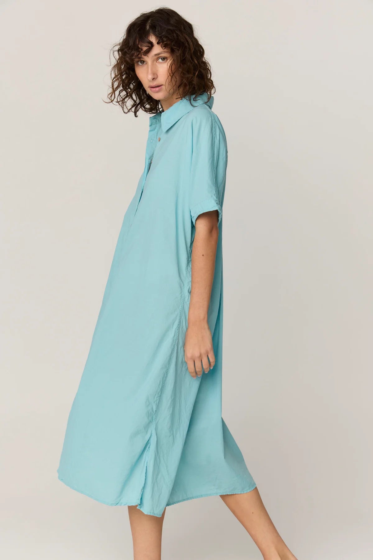 PRIMNESS DEVOILE SHIRT DRESS SEA FOAM