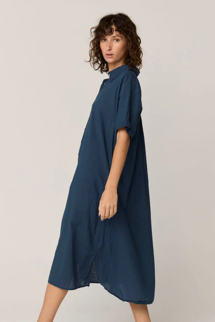 PRIMNESS DEVOILE SHIRT DRESS DARK NAVY