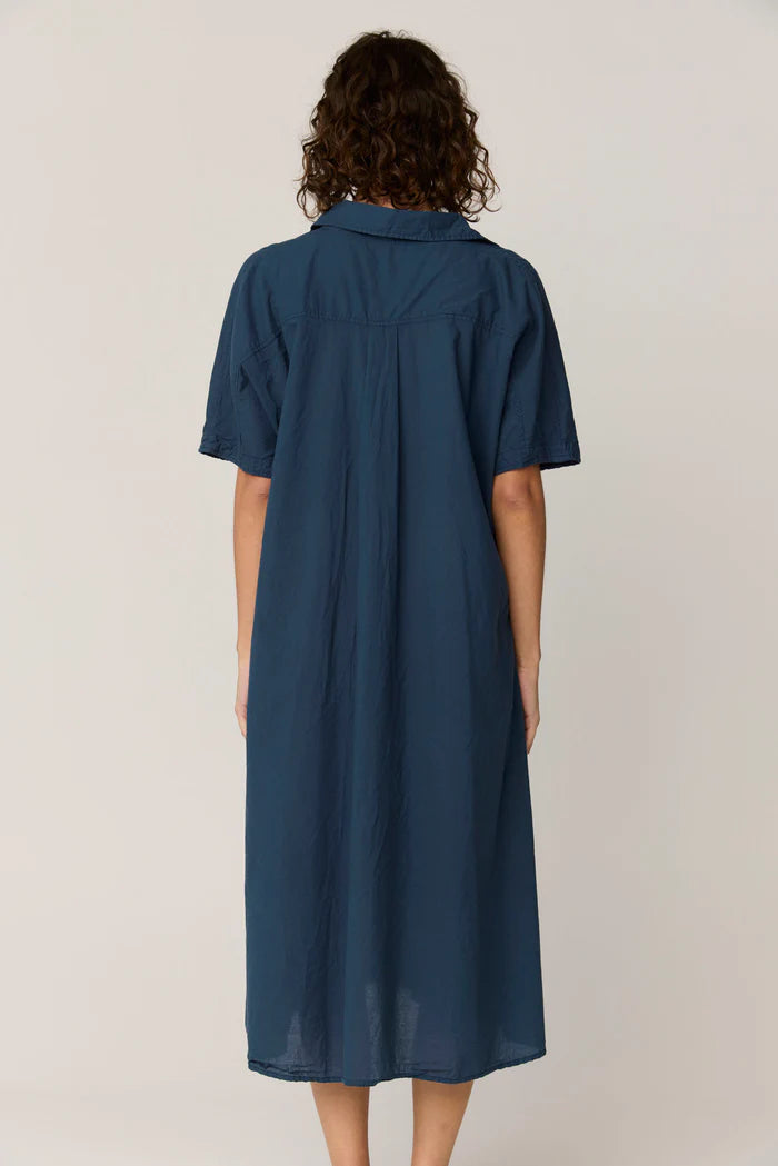 PRIMNESS DEVOILE SHIRT DRESS DARK NAVY