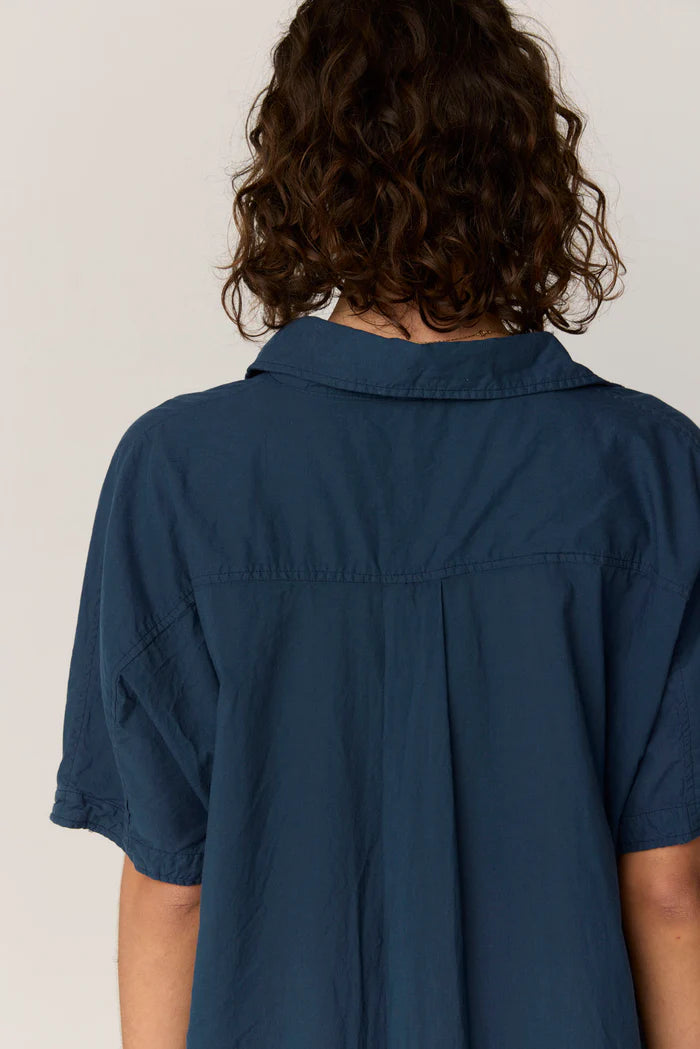 PRIMNESS DEVOILE SHIRT DRESS DARK NAVY