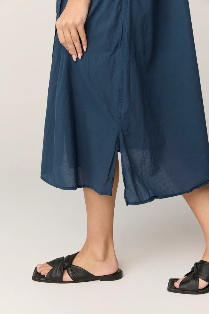 PRIMNESS DEVOILE SHIRT DRESS DARK NAVY