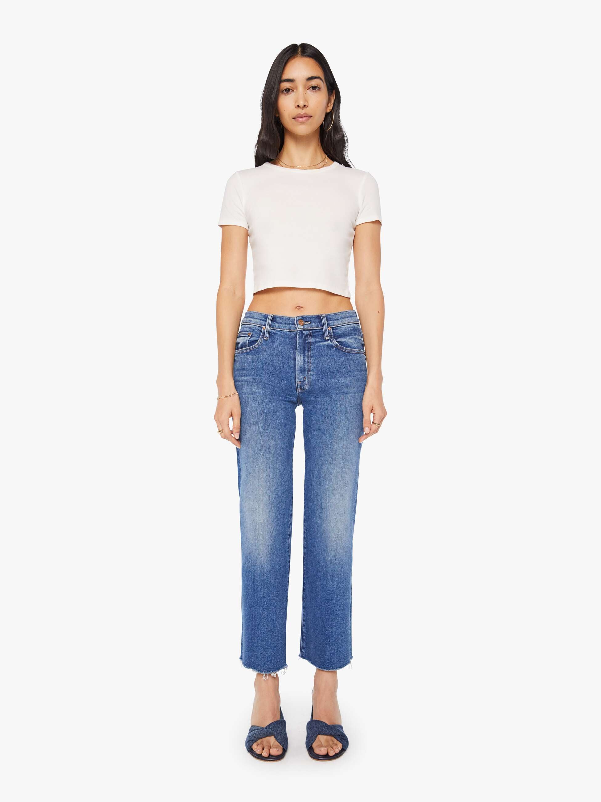 MOTHER THE MID RISE RAMBLER ZIP ANKLE FRAY DUGOUT DOOBIES