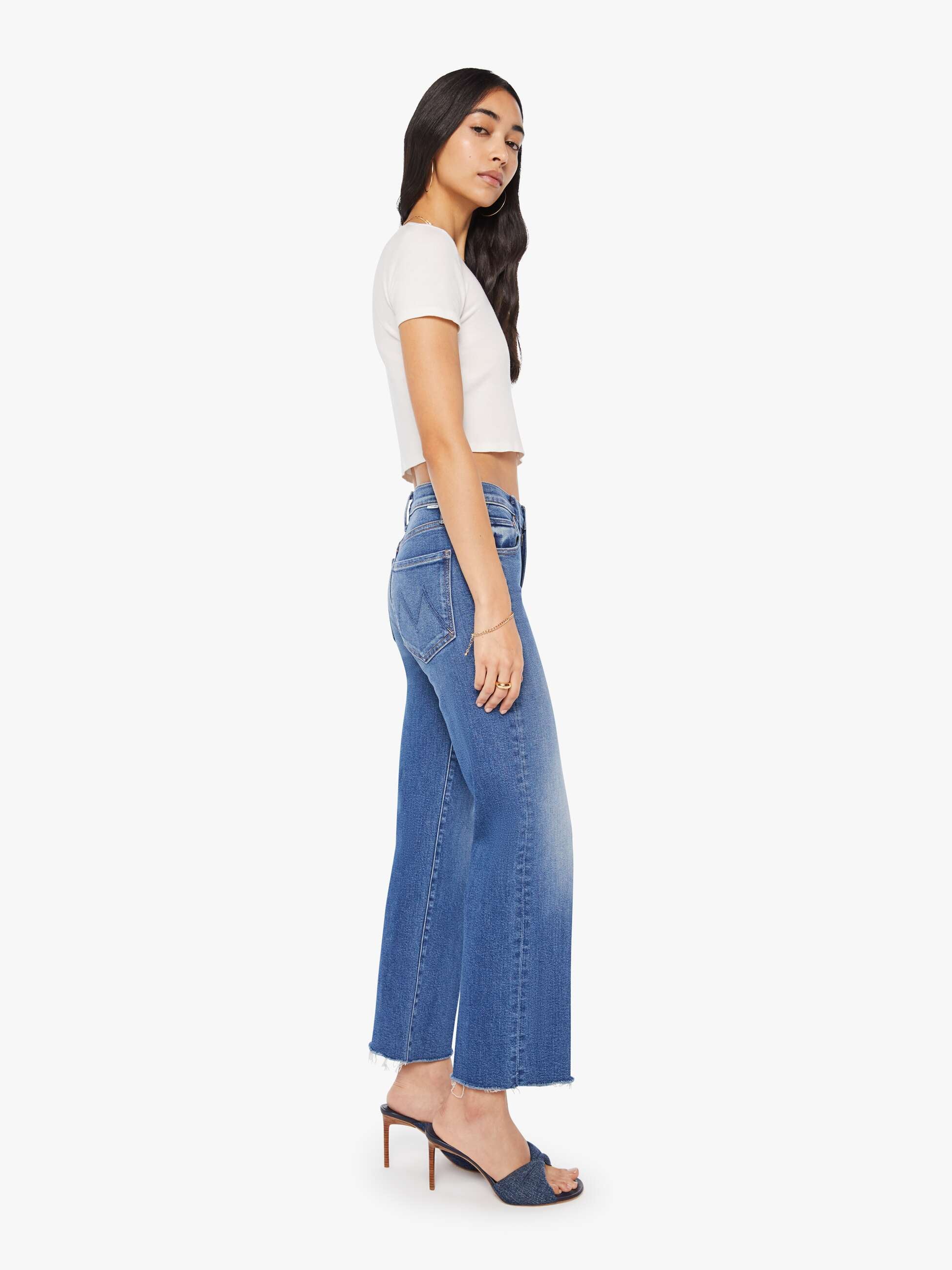 MOTHER THE MID RISE RAMBLER ZIP ANKLE FRAY DUGOUT DOOBIES