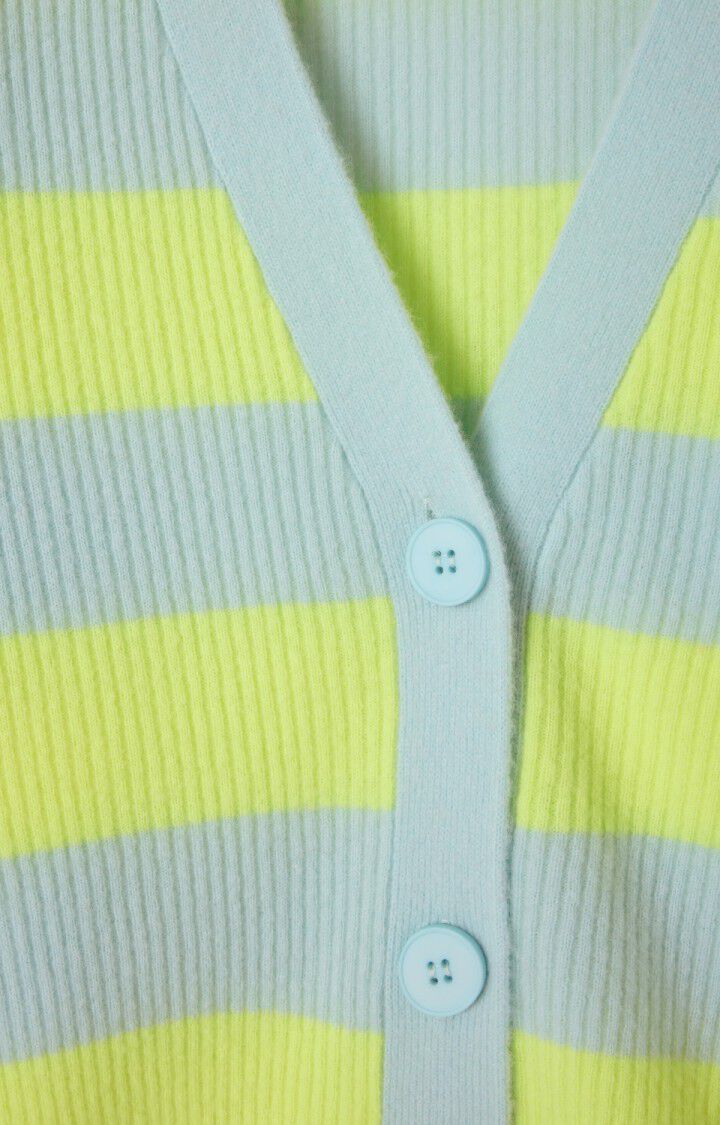 AMERICAN VINTAGE CARDIGAN RAXOW - NEON YELLOW CRYSTAL STRIPED