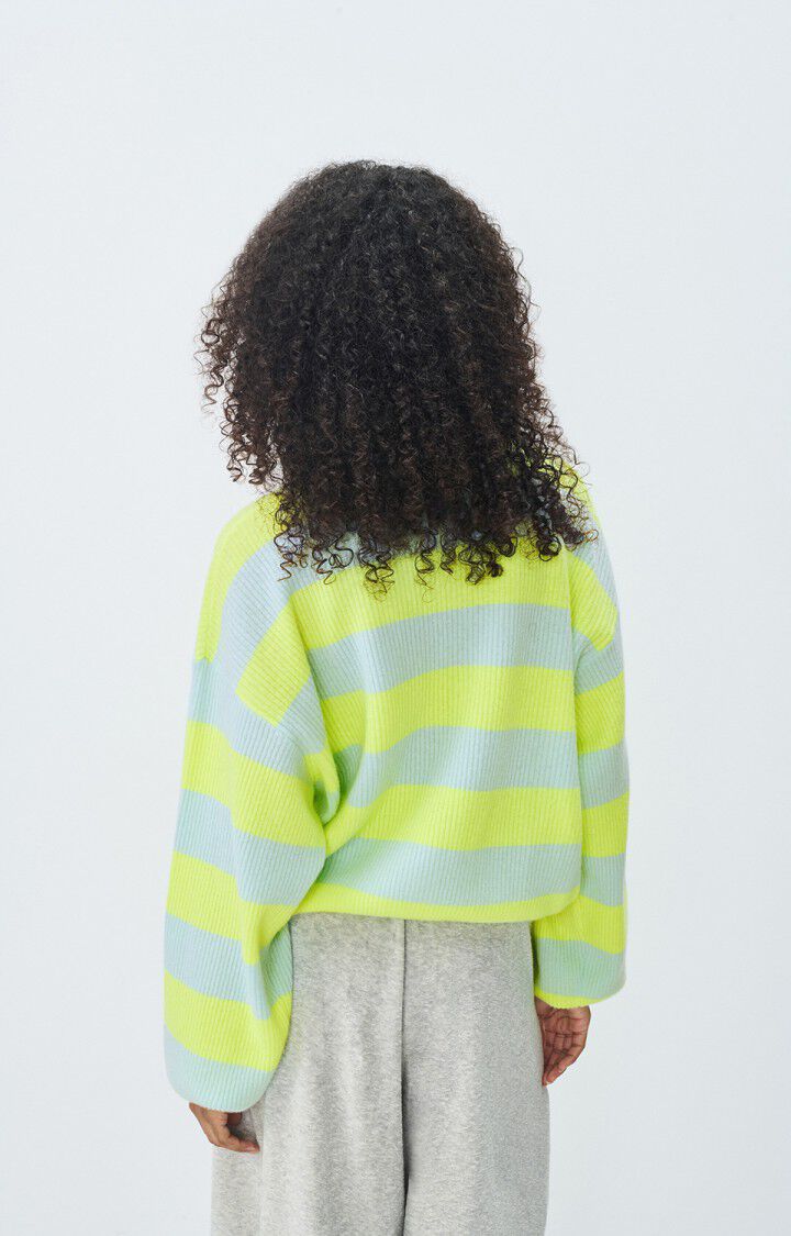 AMERICAN VINTAGE CARDIGAN RAXOW - NEON YELLOW CRYSTAL STRIPED