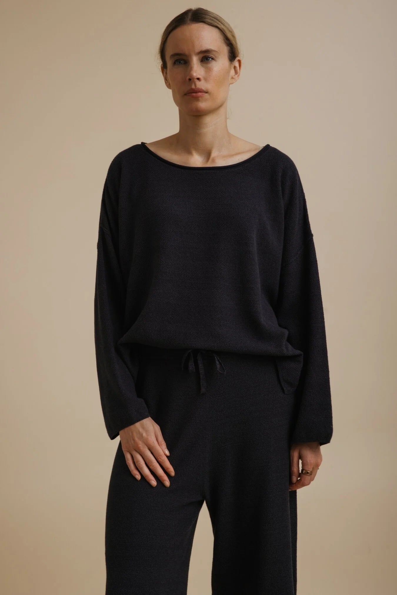 TALAMAYA RETREAT COTTON TWIST PULLOVER DEEP OCEAN