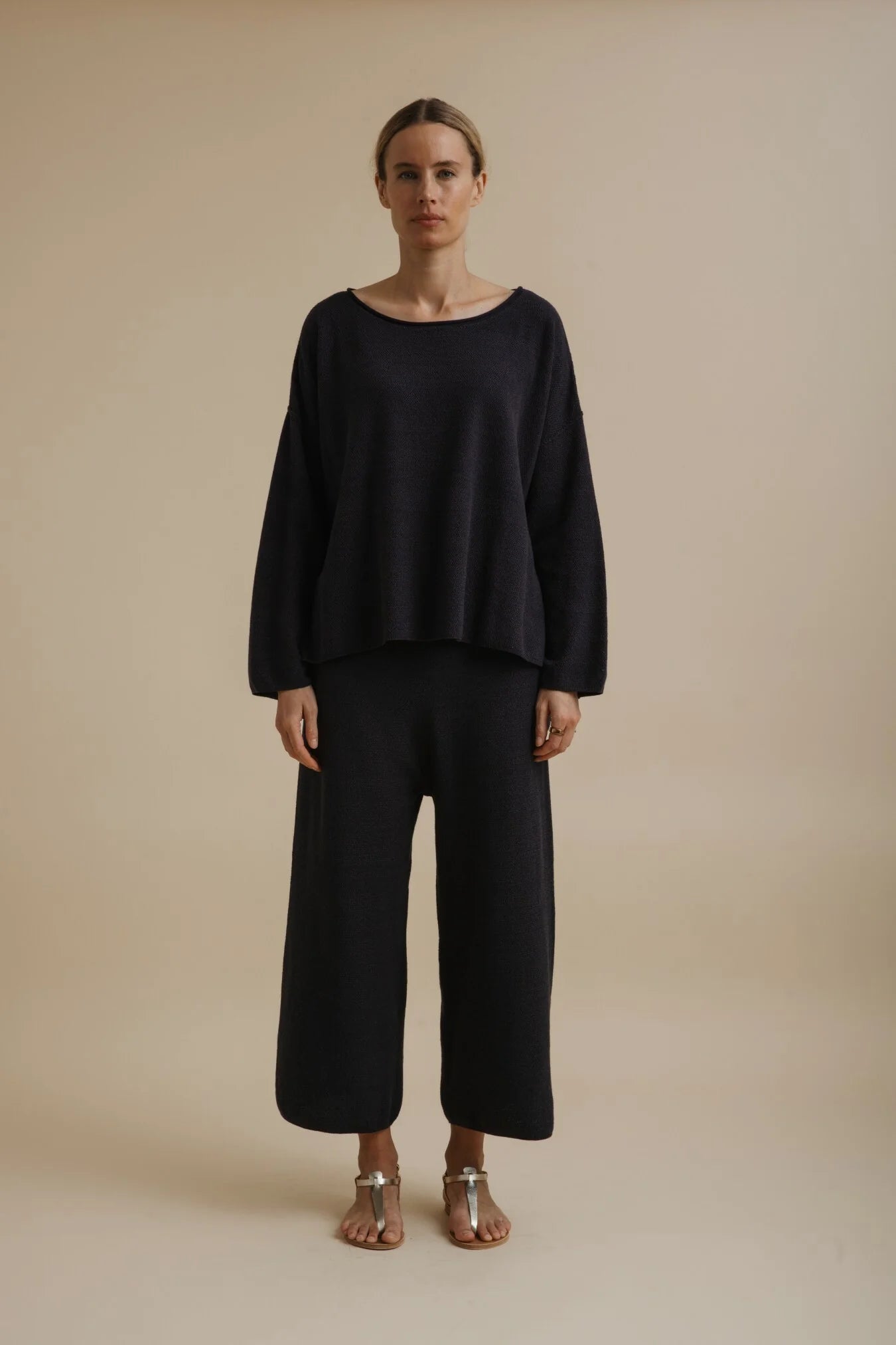 TALAMAYA RETREAT COTTON TWIST PULLOVER DEEP OCEAN