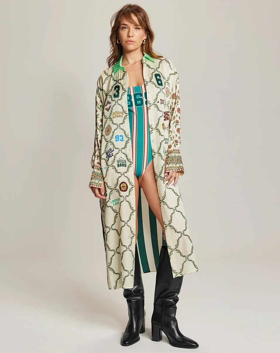 ME369 ATHENA COLLAR BUTTON UP DRESS SPORTY JADE