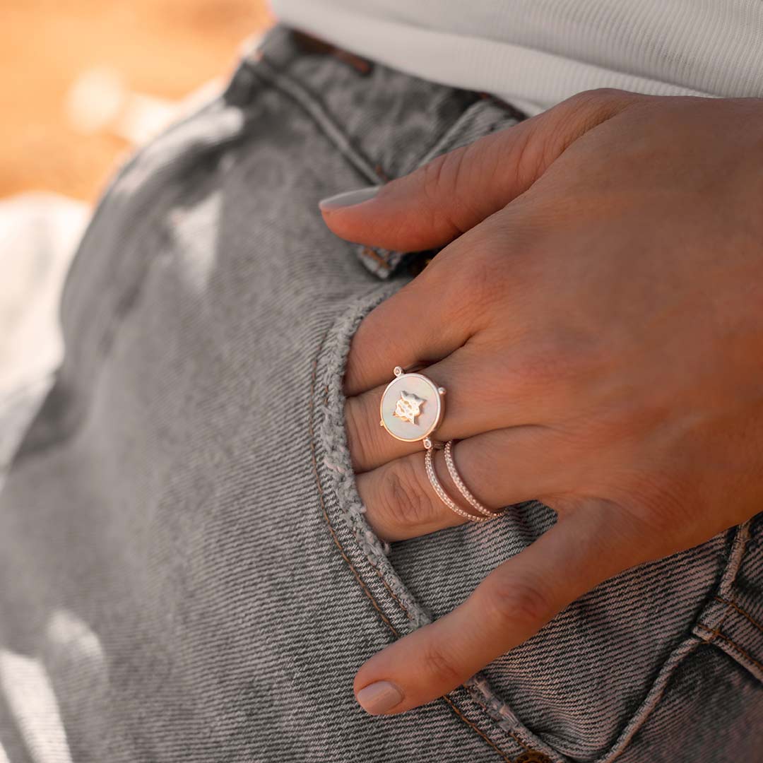 MURKANI TEMPLE MOON RING - STERLING SILVER