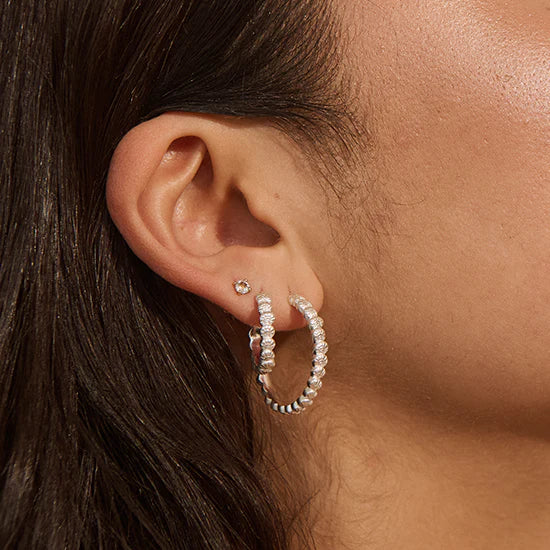 MURKANI SOUL PROTECTOR MEDIUM SHELL HOOP EARRINGS SILVER