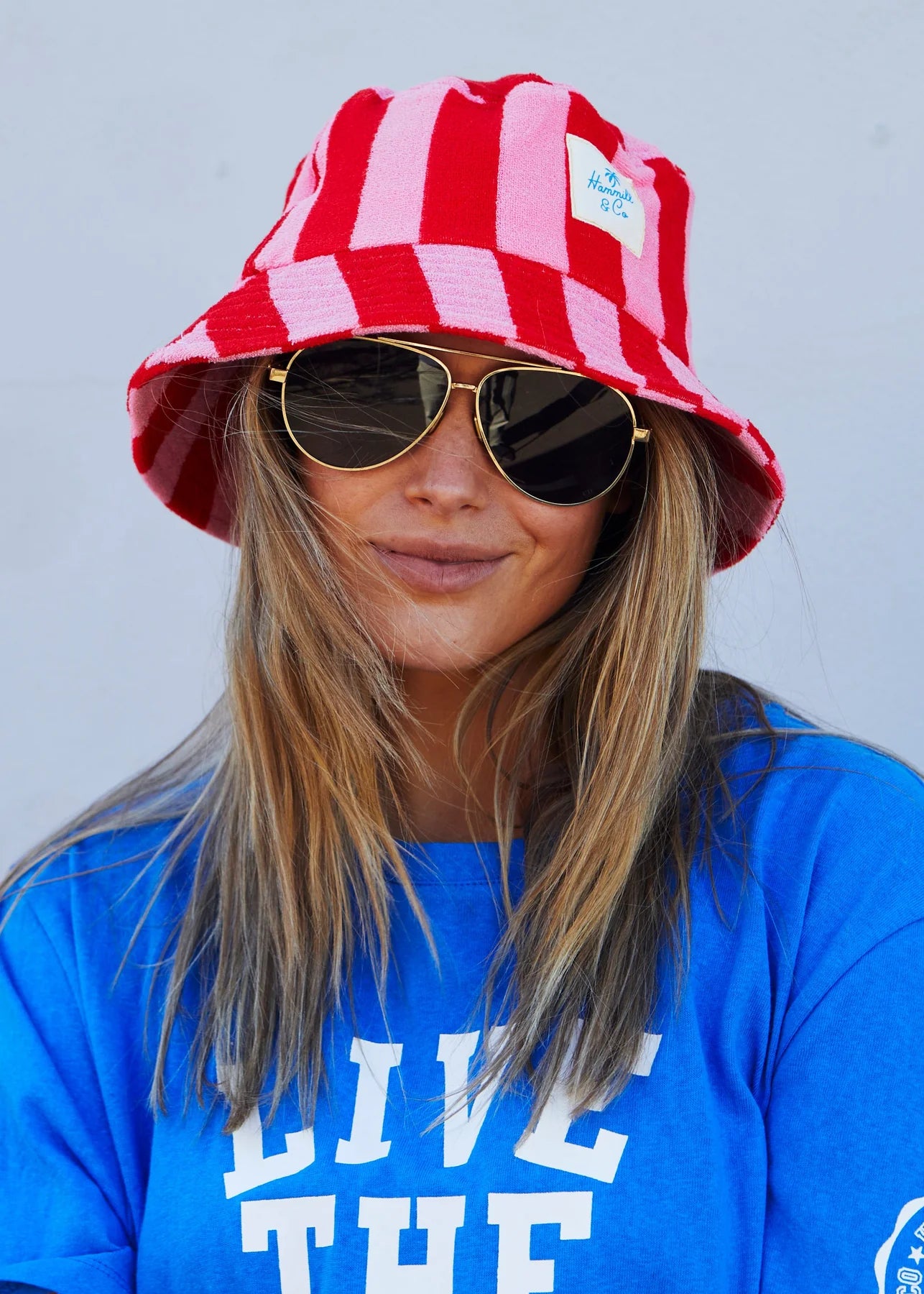 HAMMILL AND CO STRIPE BUCKET HAT PINK/RED