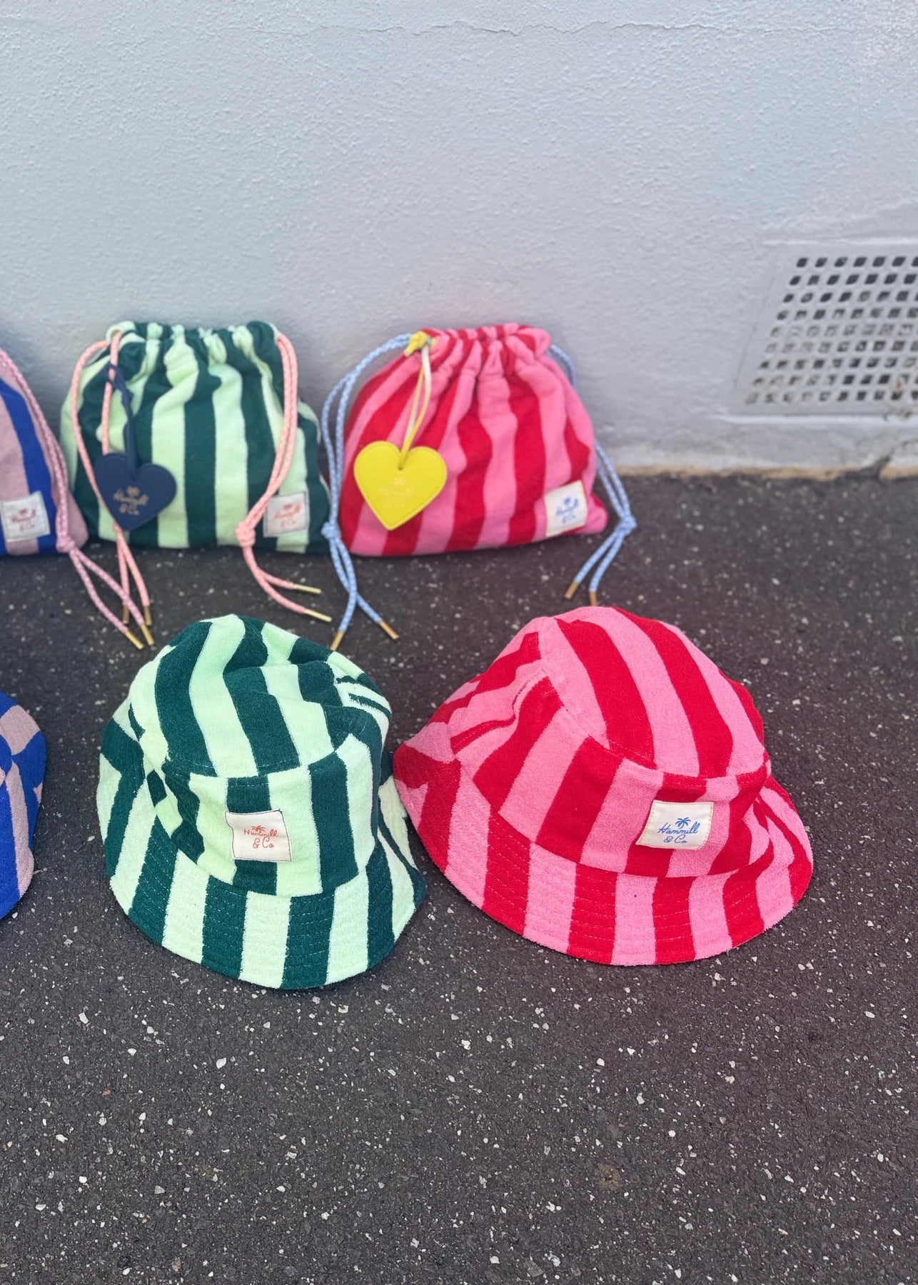 HAMMILL AND CO STRIPE BUCKET HAT PINK/RED