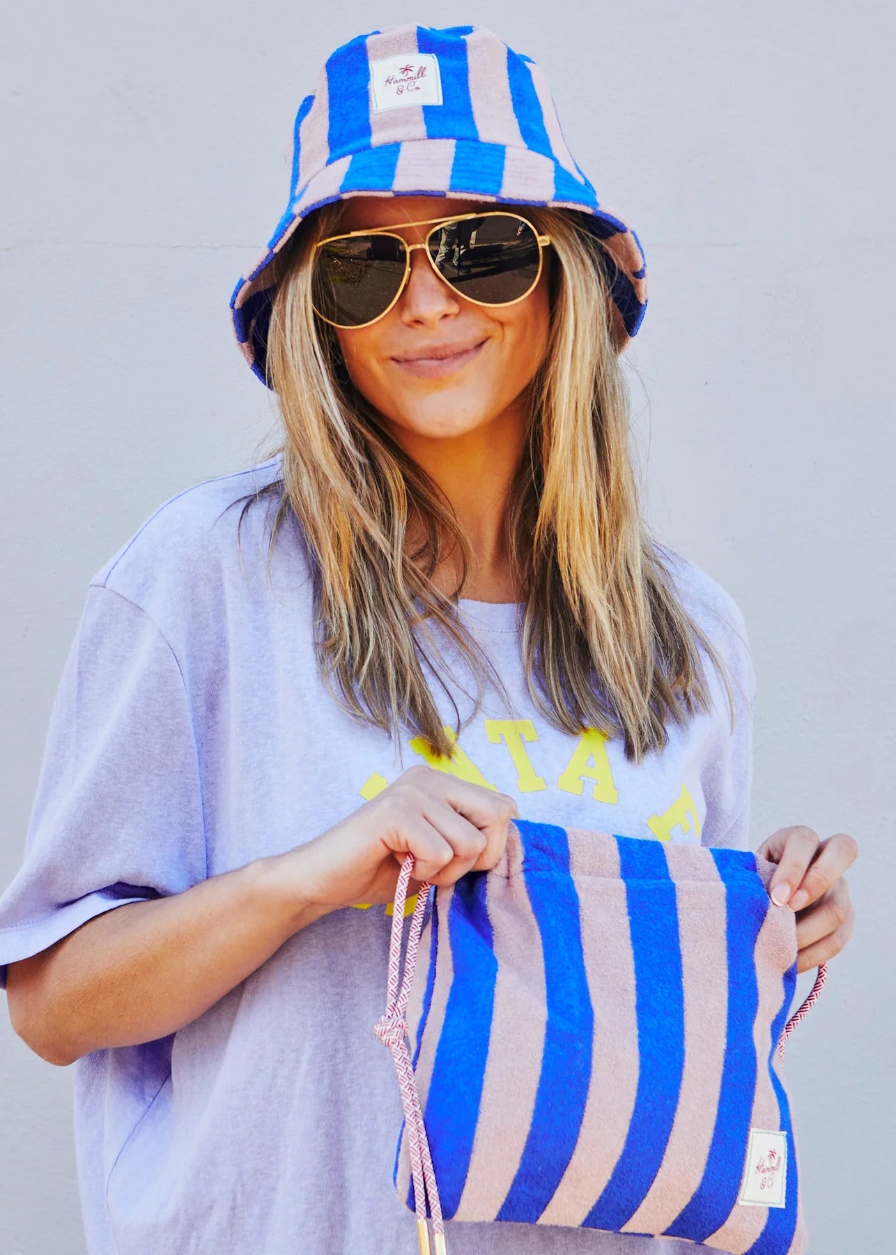 HAMMILL AND CO STRIPE BUCKET HAT ROYAL/MUSK