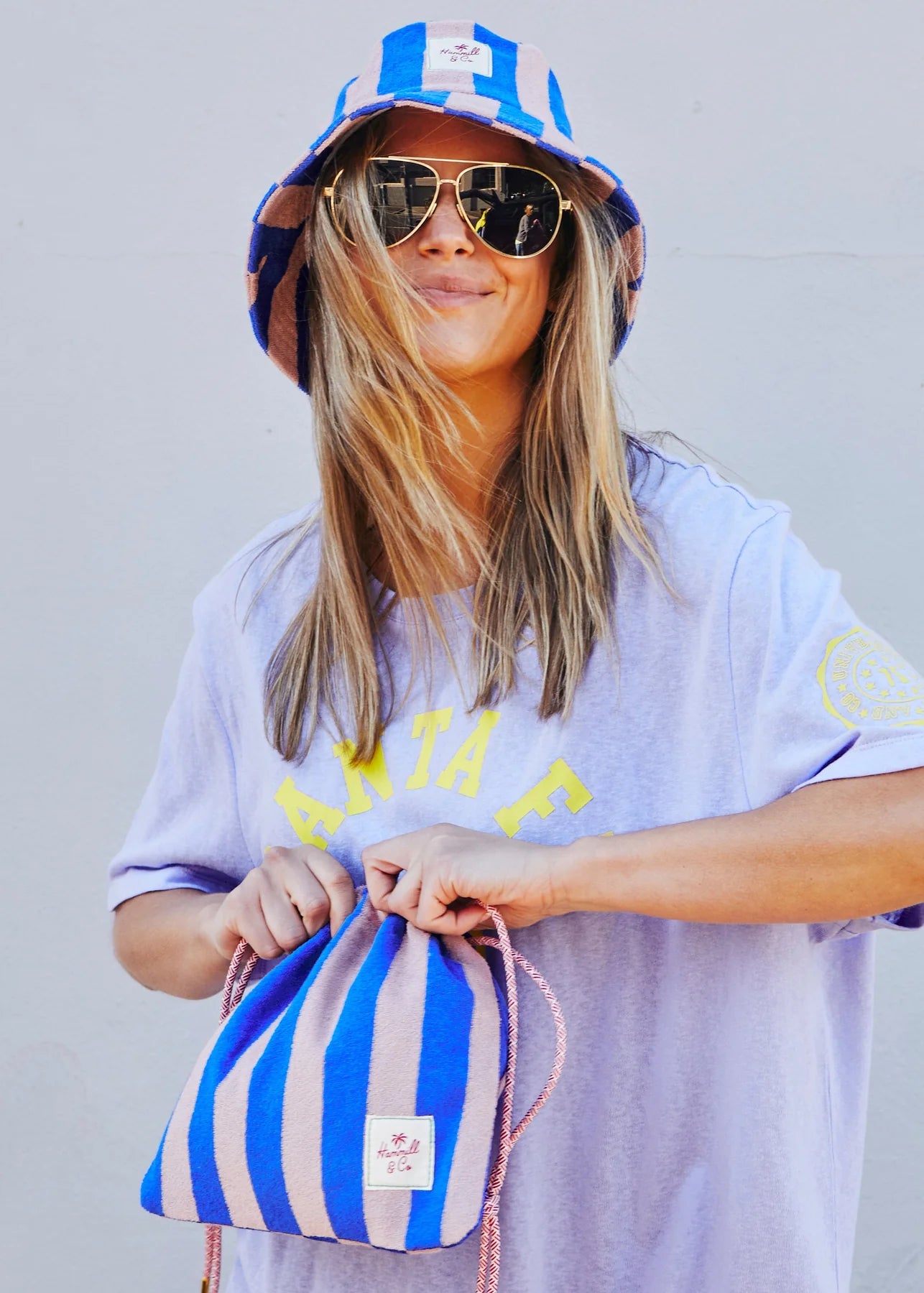 HAMMILL AND CO STRIPE BUCKET HAT ROYAL/MUSK