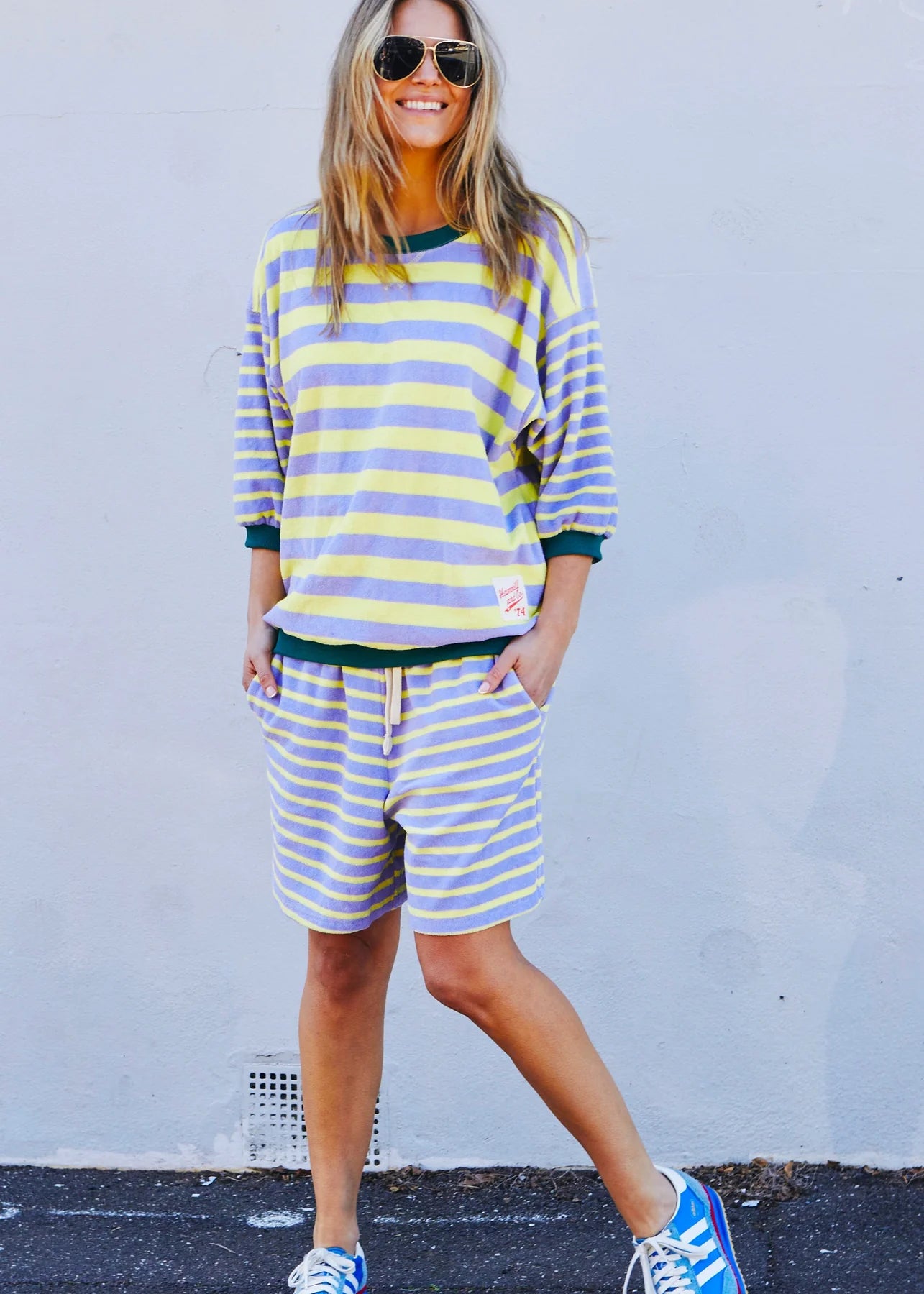 HAMMILL AND CO CARNIVALE 3/4 SLEEVE SWEAT MAUVE/LEMON