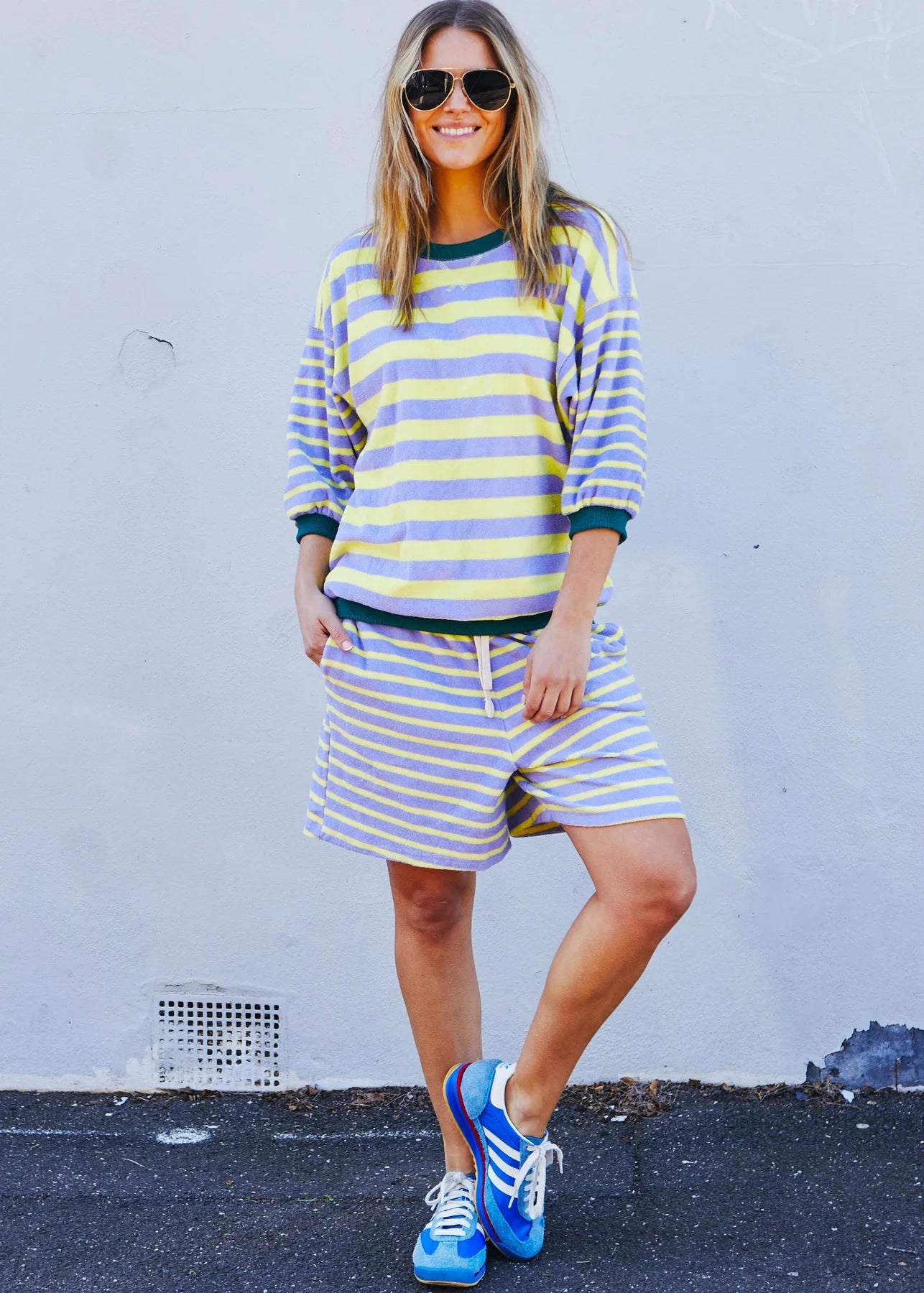 HAMMILL AND CO CARNIVALE 3/4 SLEEVE SWEAT MAUVE/LEMON