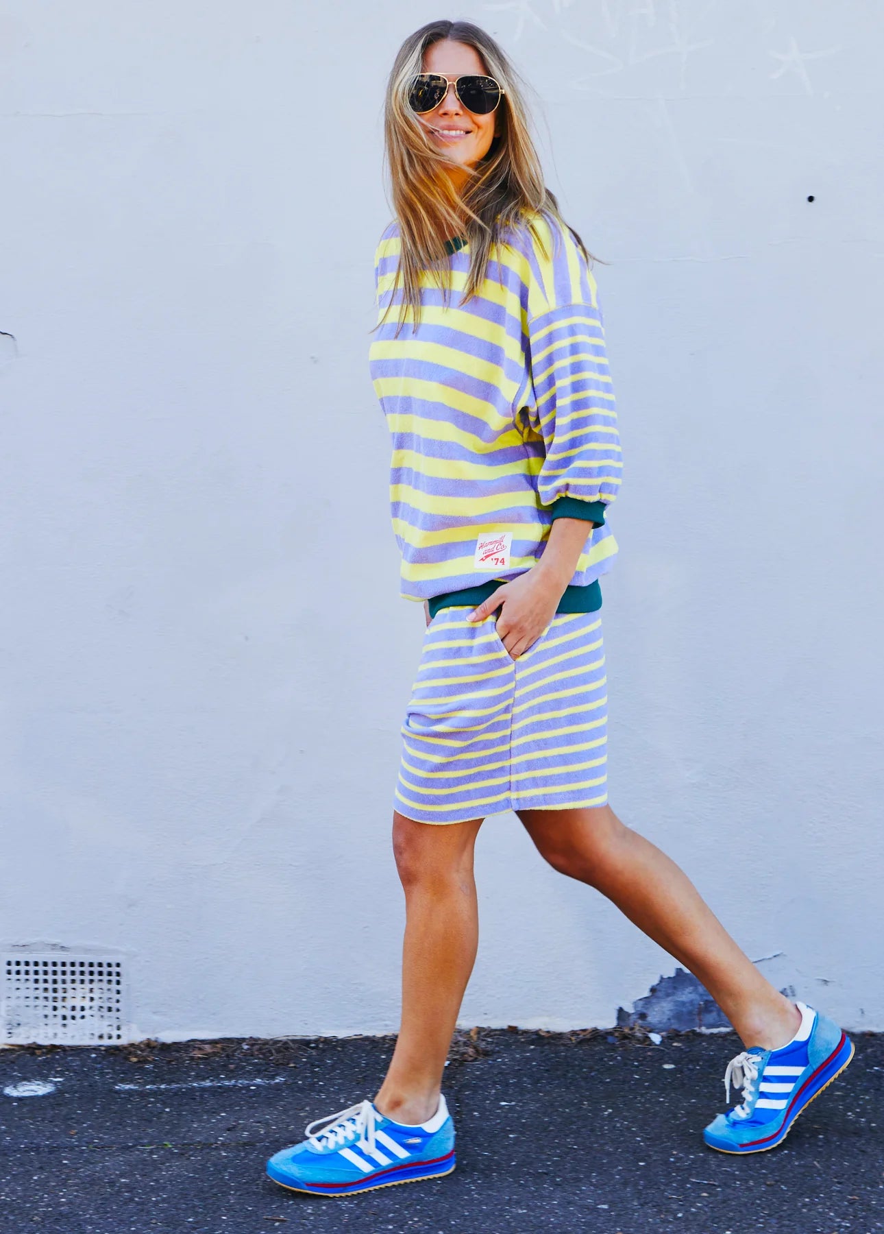 HAMMILL AND CO CARNIVALE 3/4 SLEEVE SWEAT MAUVE/LEMON