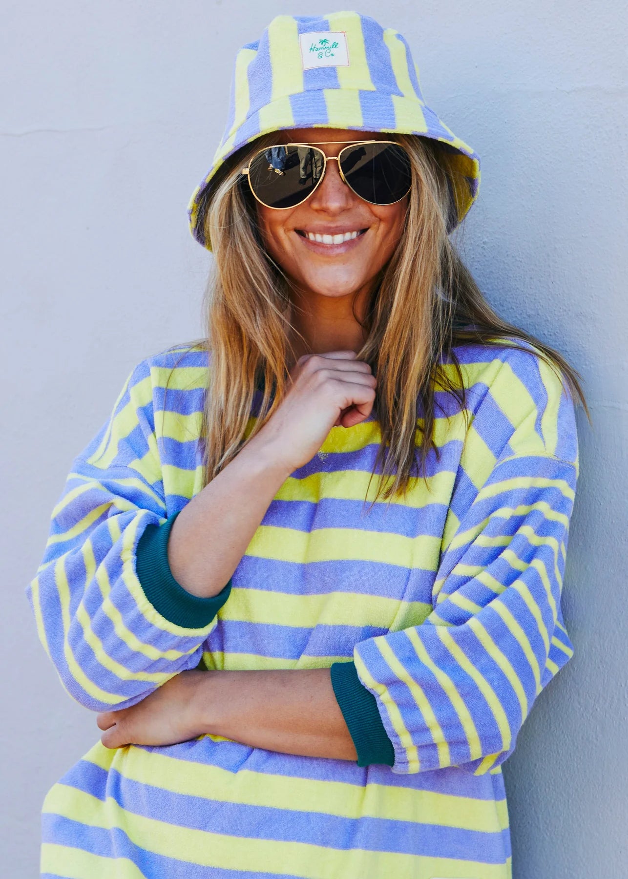 HAMMILL AND CO CARNIVALE 3/4 SLEEVE SWEAT MAUVE/LEMON