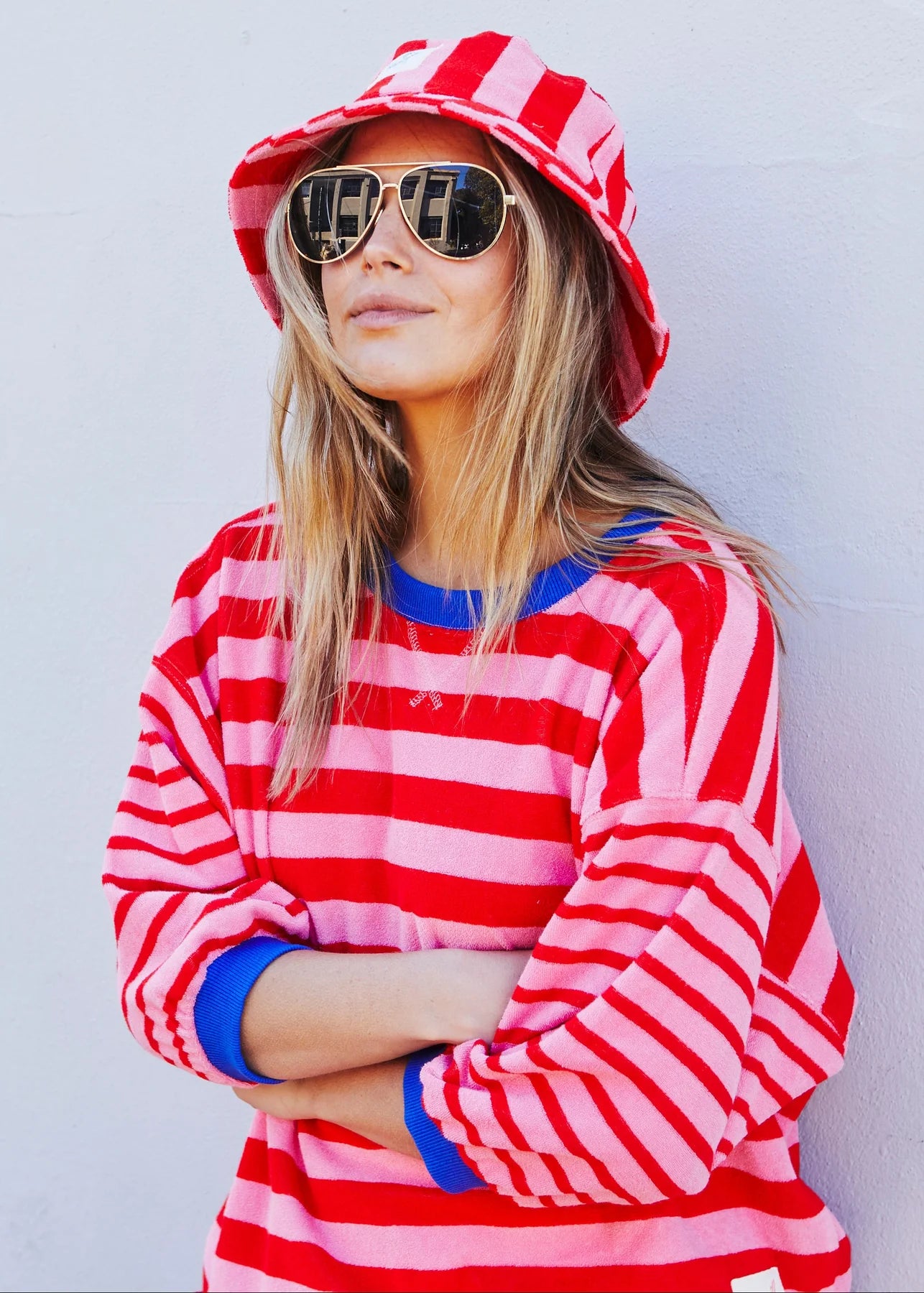 HAMMILL AND CO CARNIVALE 3/4 SLEEVE SWEAT RED/PINK