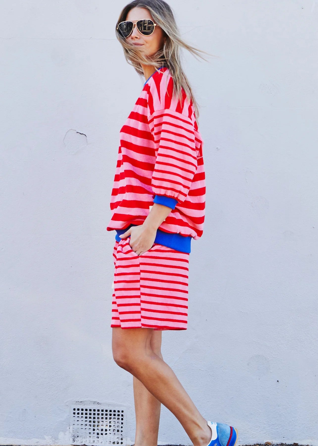 HAMMILL AND CO CARNIVALE 3/4 SLEEVE SWEAT RED/PINK