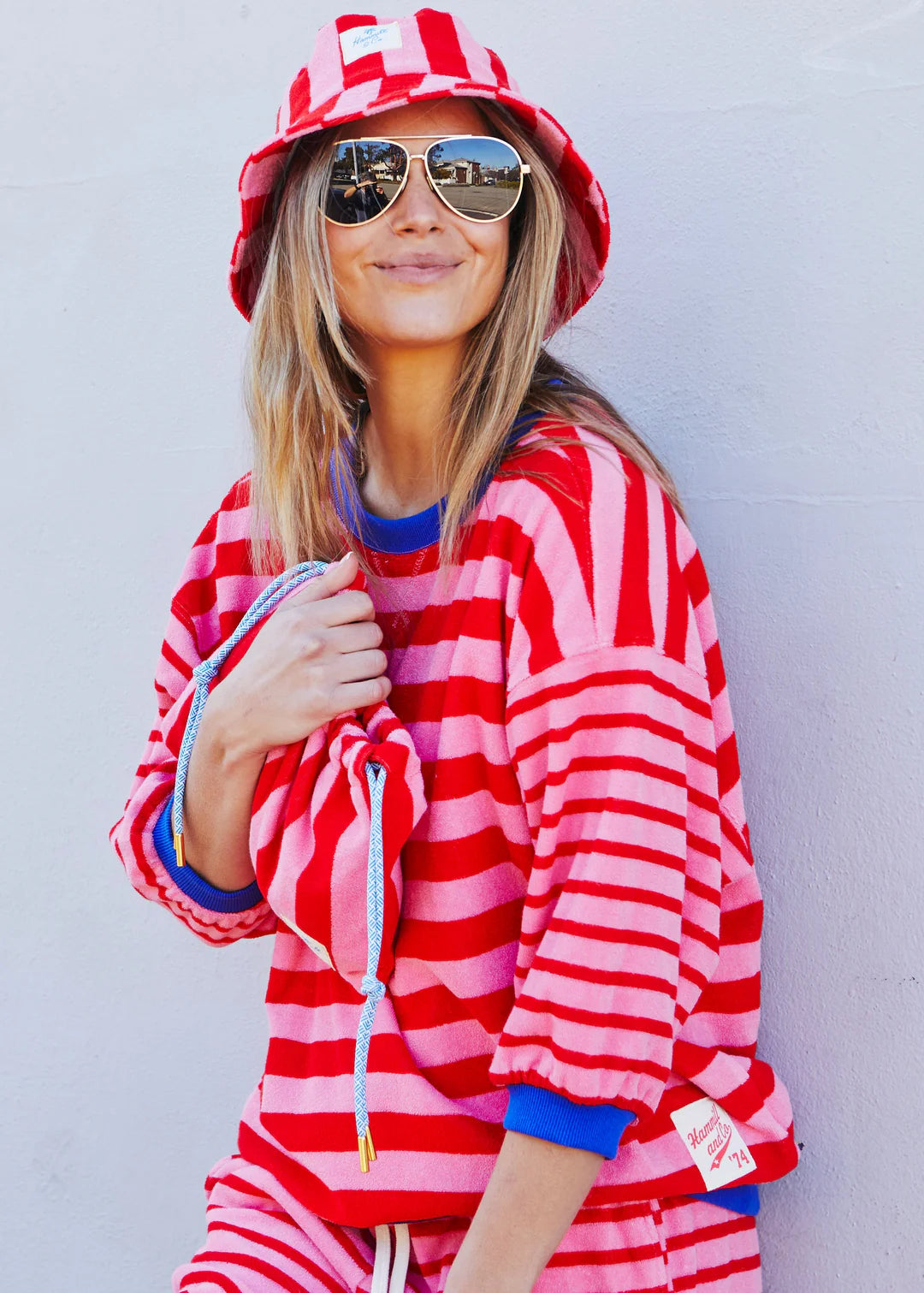 HAMMILL AND CO CARNIVALE 3/4 SLEEVE SWEAT RED/PINK