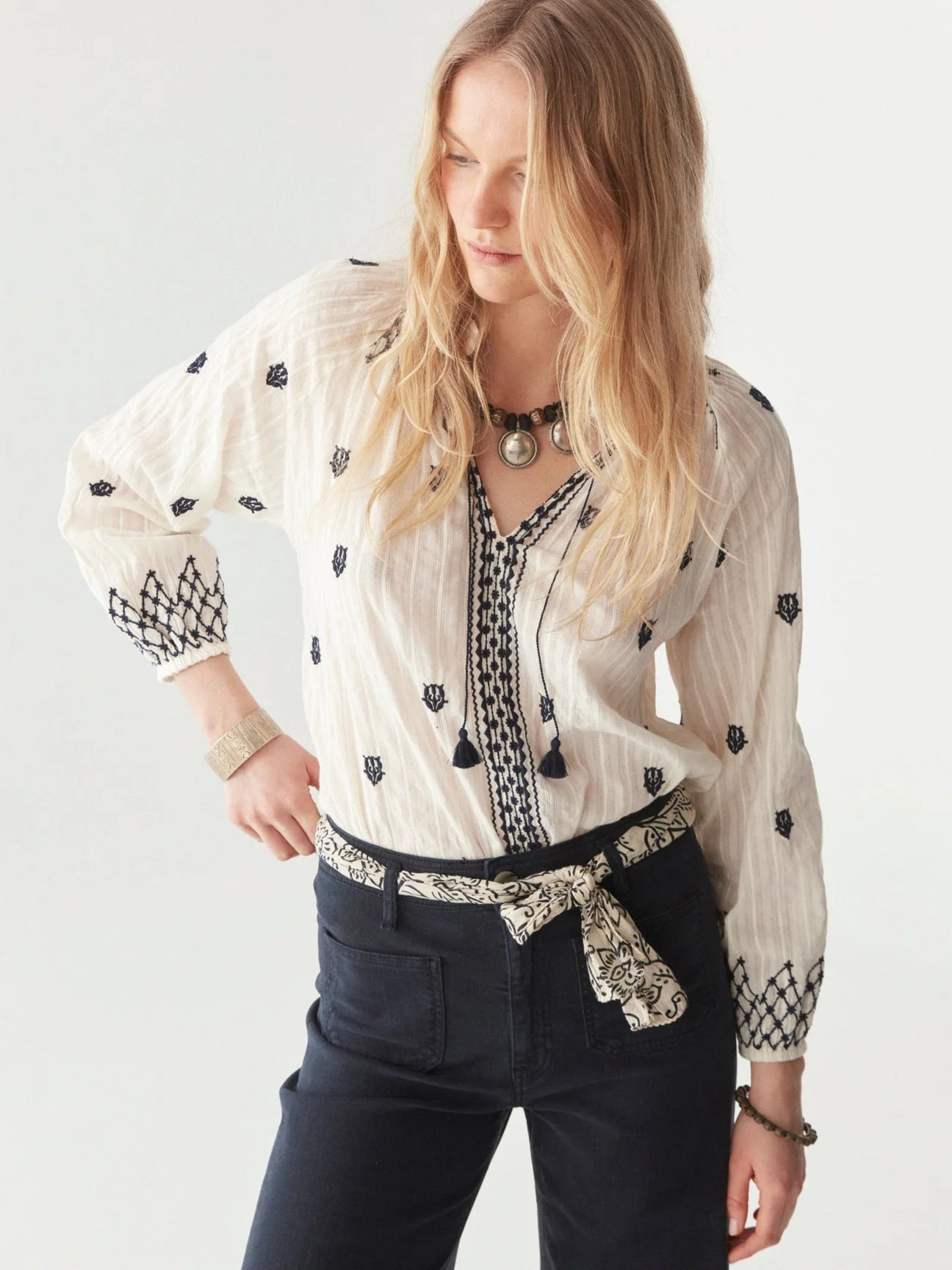 MAISON HOTEL SYBILLE BLOUSE BLUE LAGOON