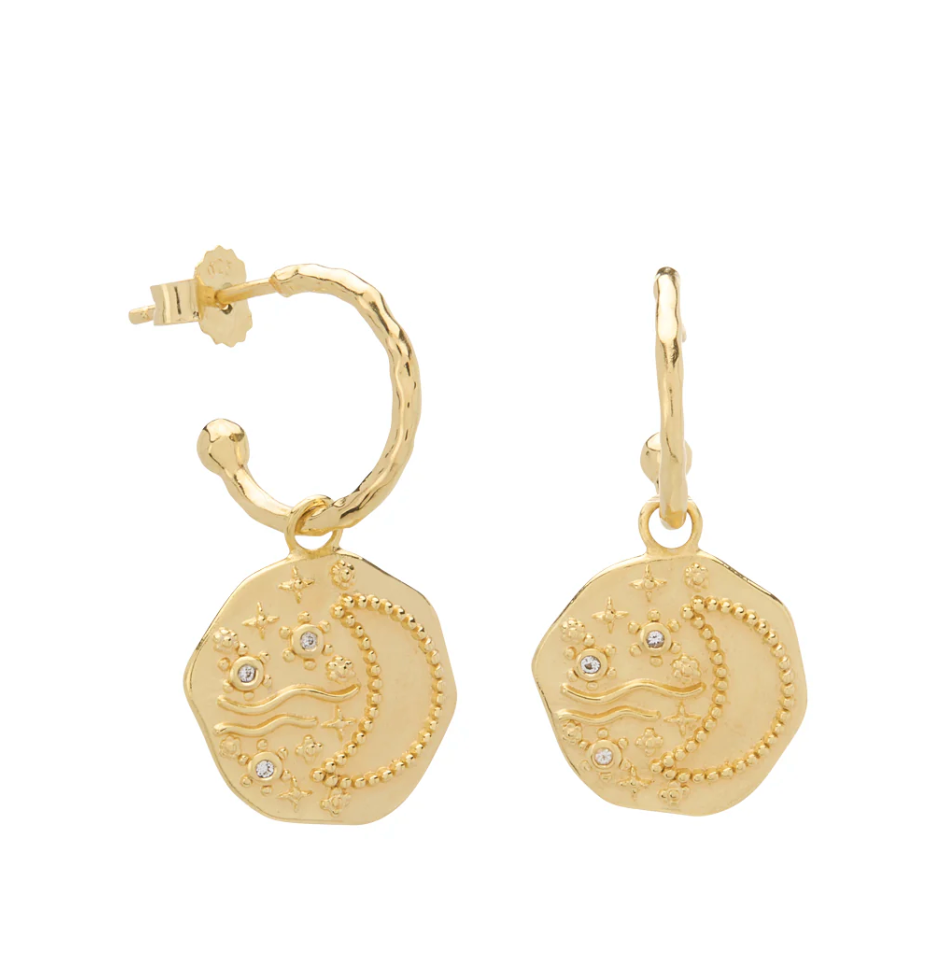 MURKANI NIGHT SKY HOOP EARRINGS - YELLOW GOLD