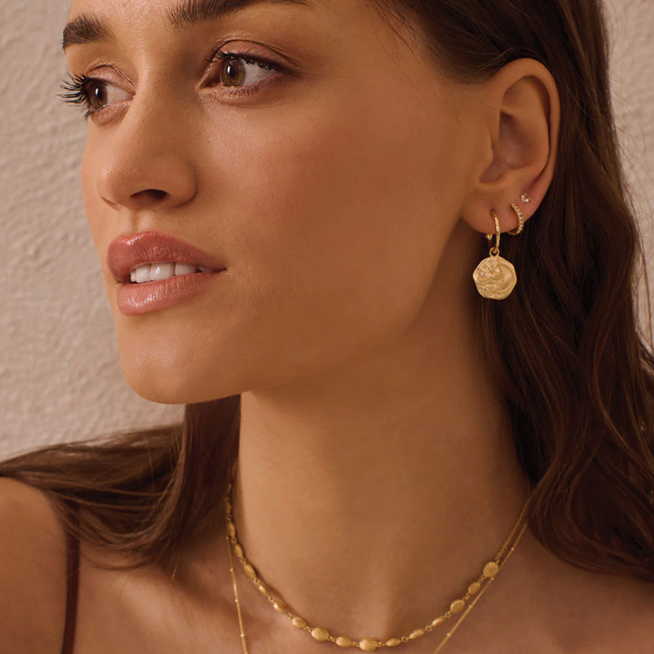 MURKANI NIGHT SKY HOOP EARRINGS - YELLOW GOLD