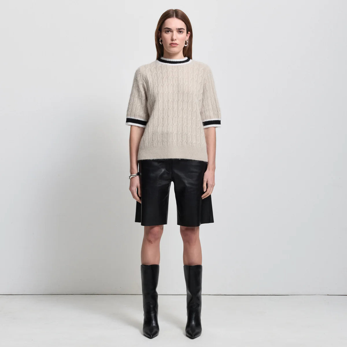 RAW by RAW BASE TERESA SHORT SLEEVE KNIT - OYSTER