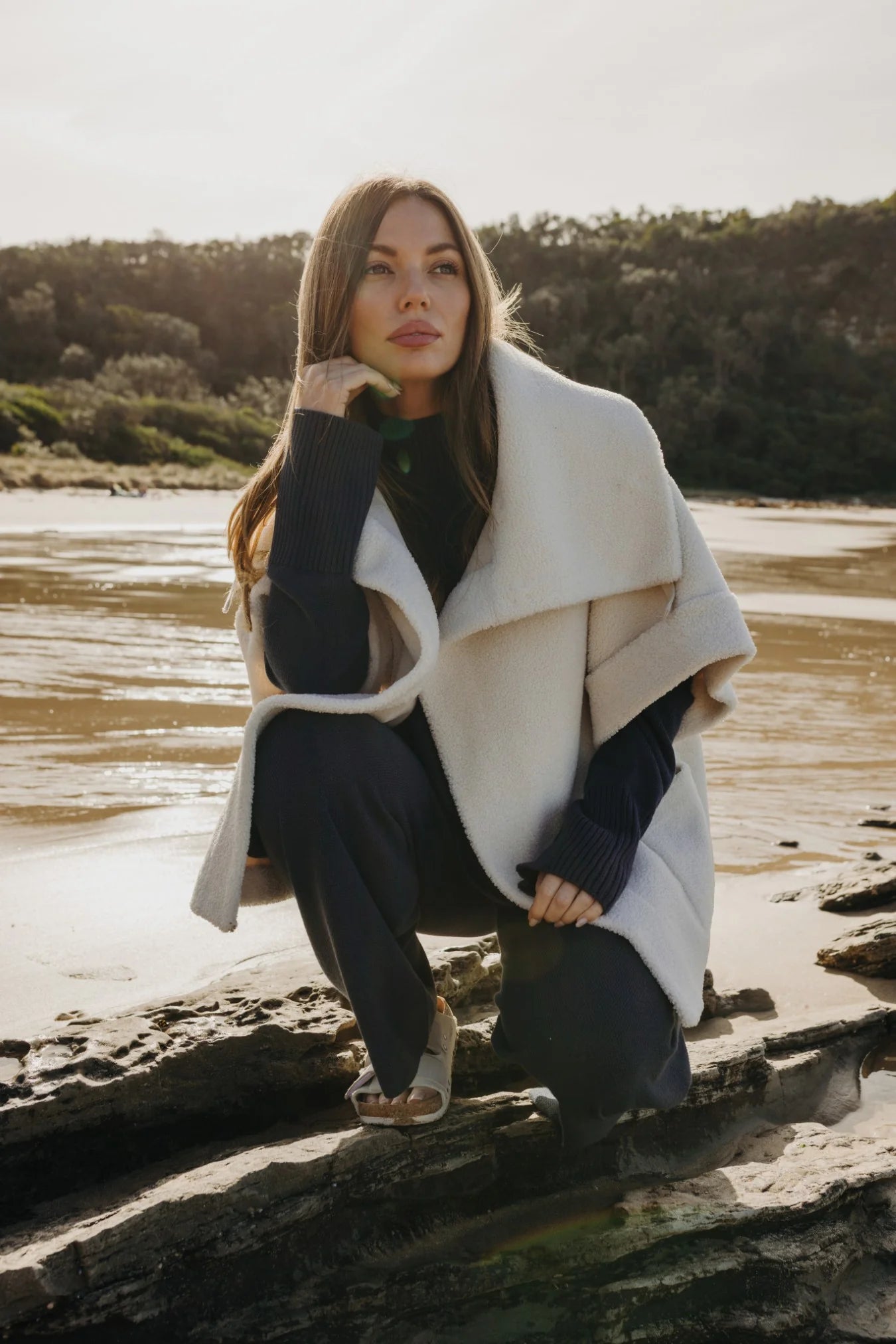 TALAMAYA SHERPA CUDDLE COAT - CHALK