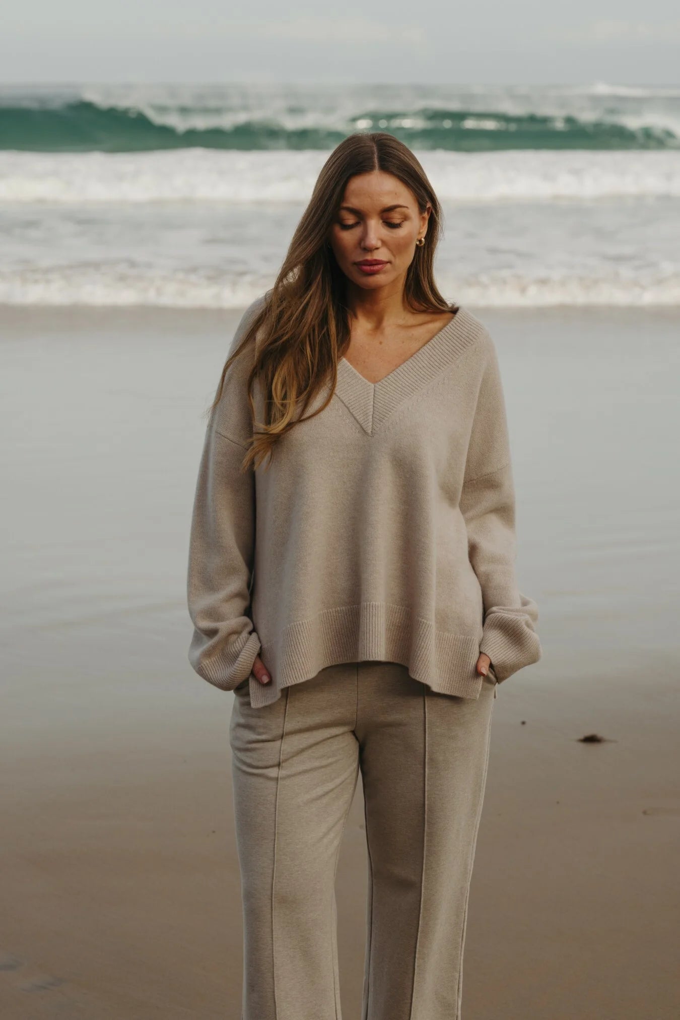 TALAMAYA HAVEN MERINO V PULLOVER WHEAT